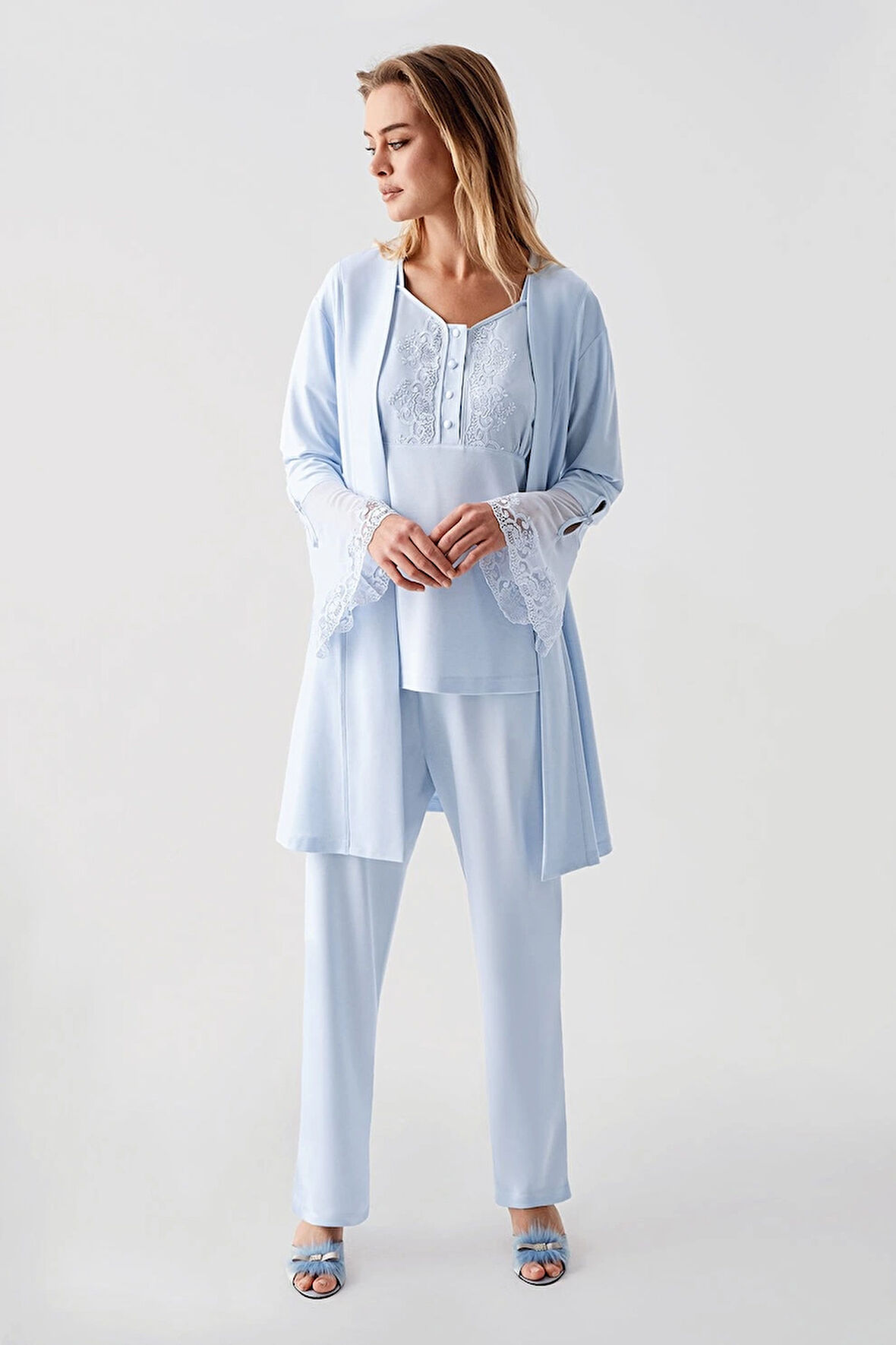 Aesco Freshness 322 Kadın Sabahlıklı Pijama Takımı