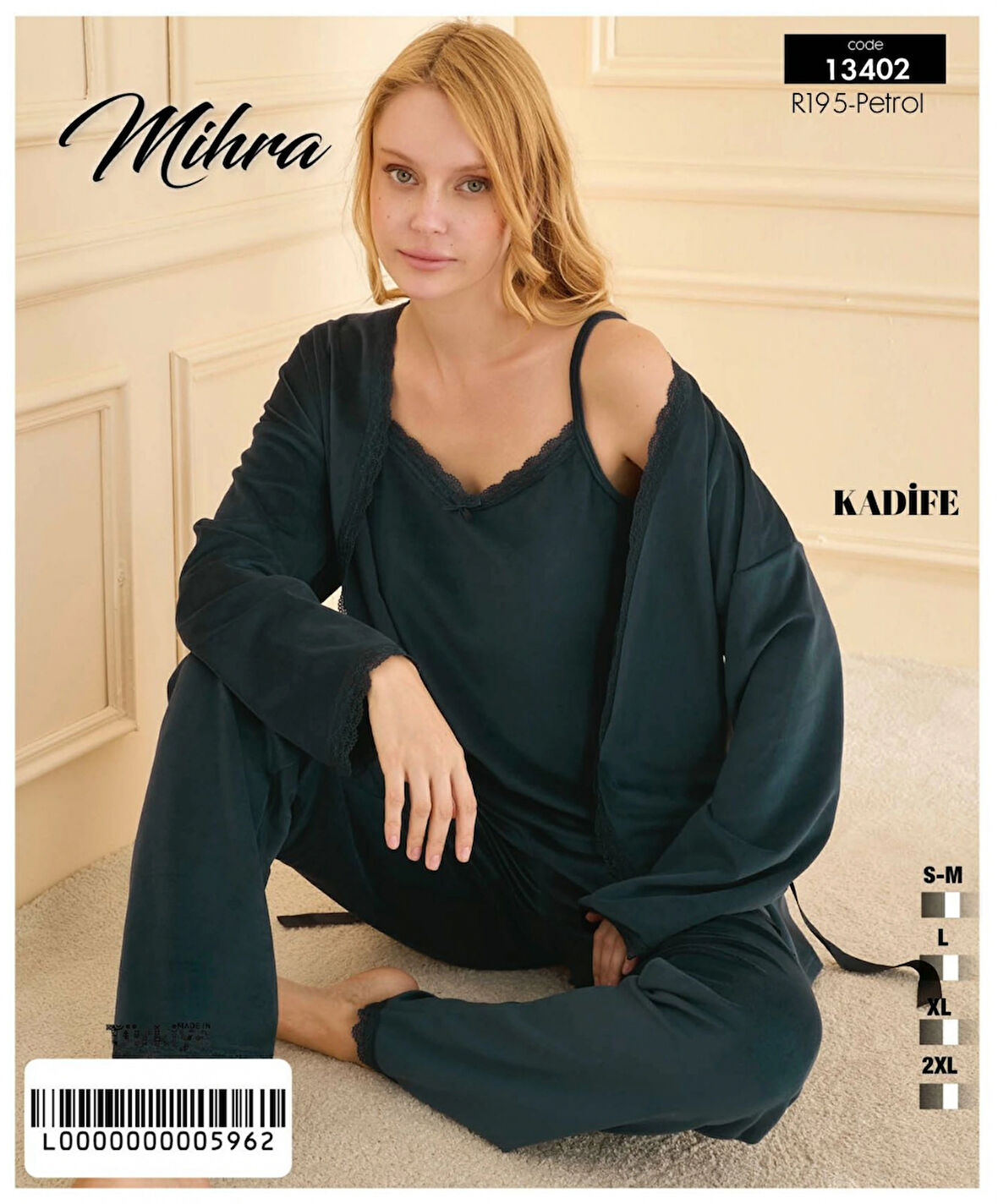 Aesco Mihra 13402 Kadın Kadife 3'Lü Pijama Takımı