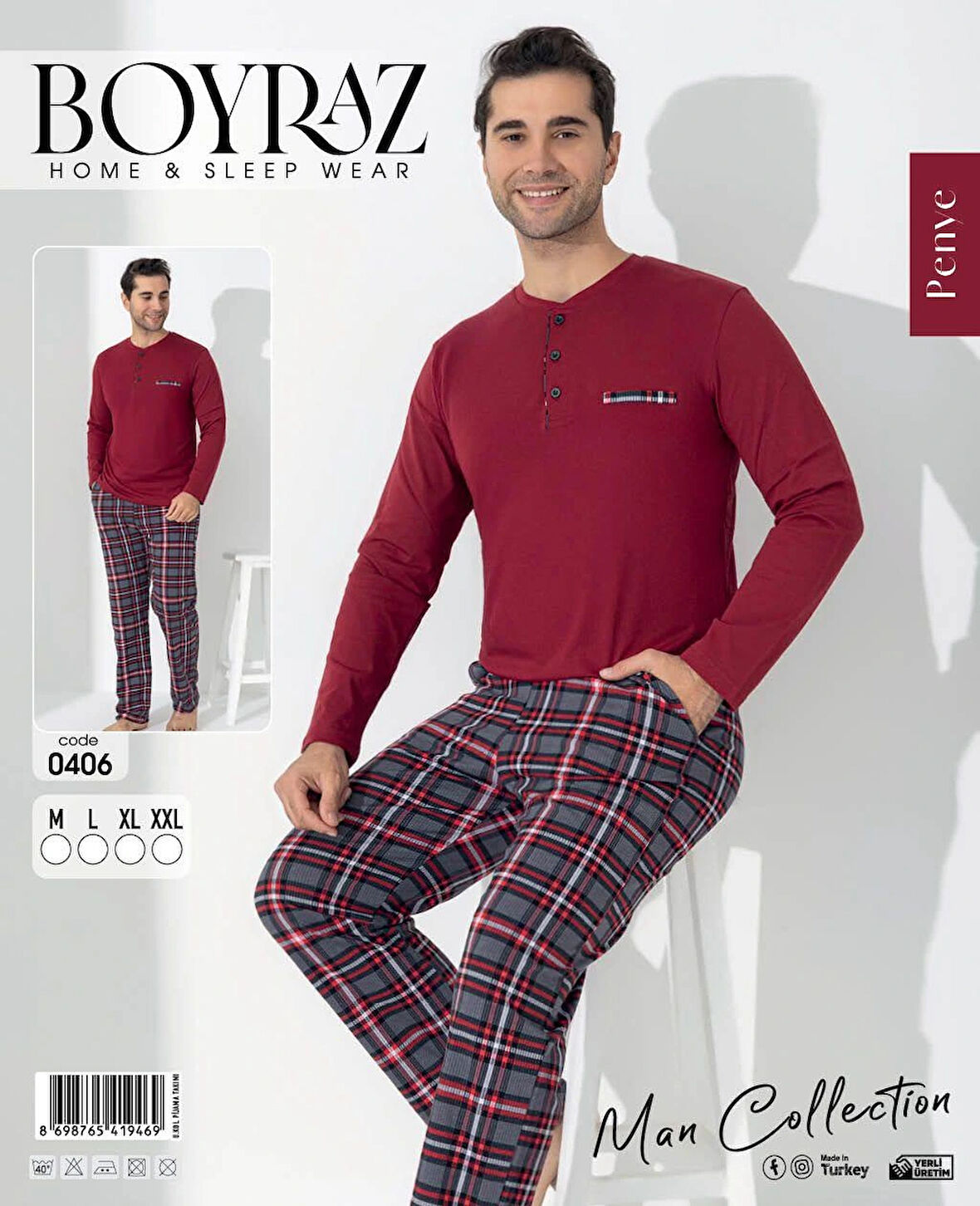 Aesco Boyraz 0406 Erkek Uzun Kol Pijama Takımı