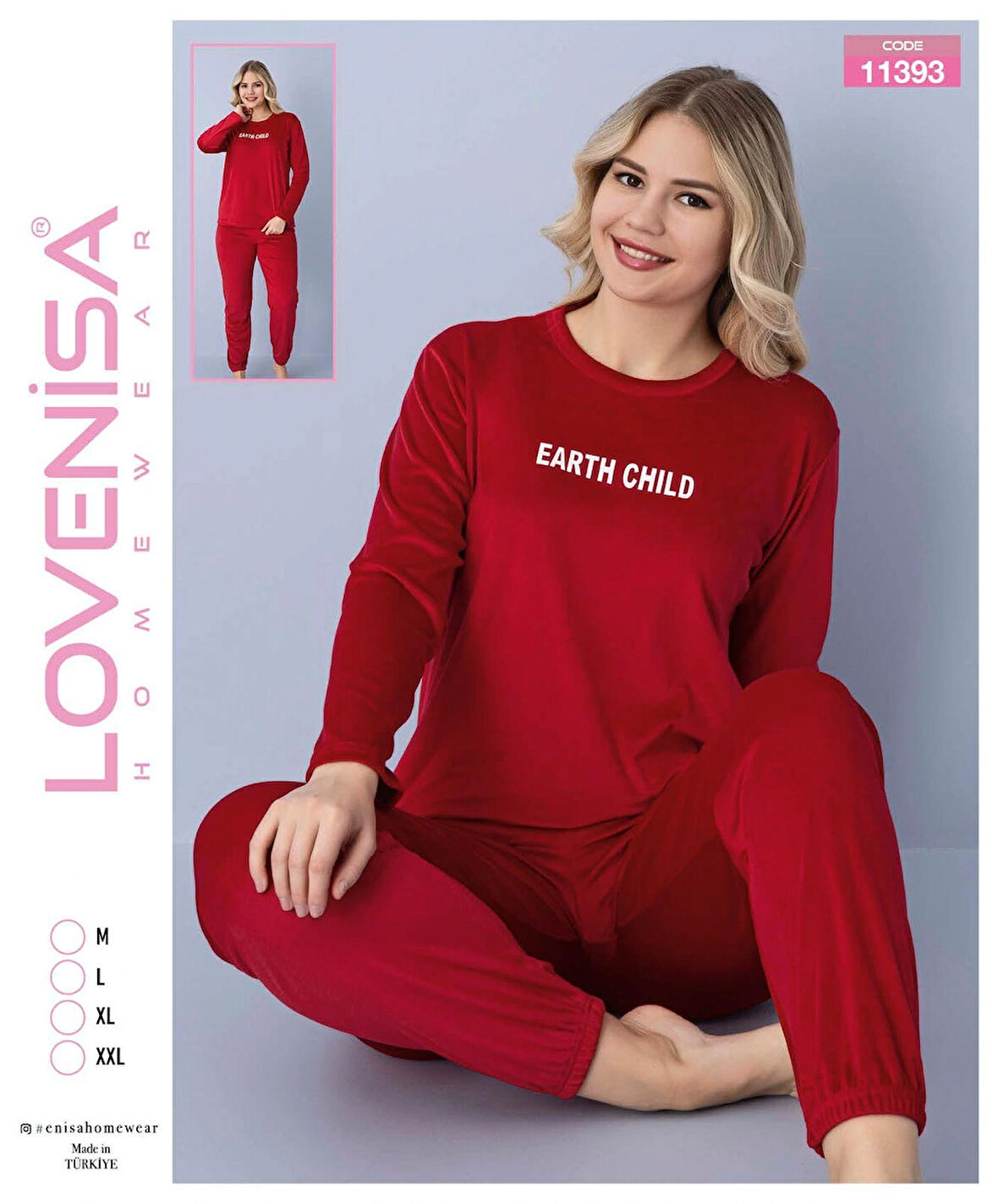 Aesco Lovenisa 11393 Kadın Kadife Uzun Kol Pijama Takımı