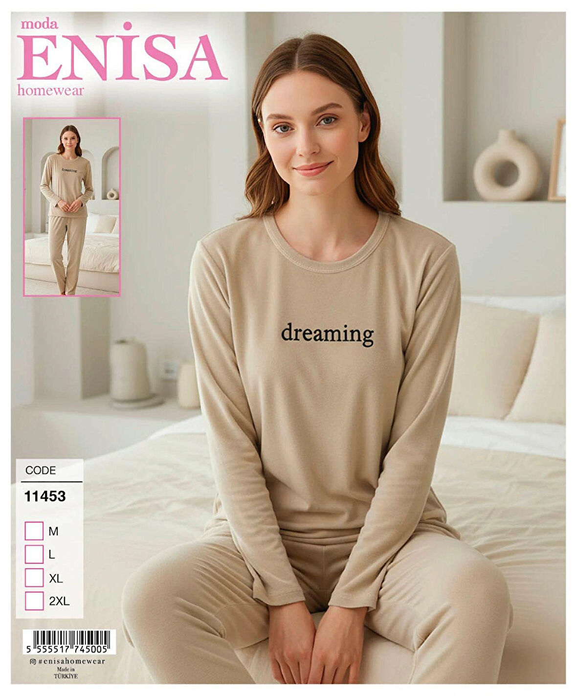 Aesco Lovenisa 11454 Kadın Kadife Uzun Kol Pijama Takımı