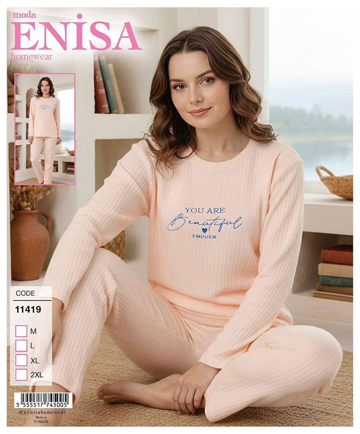 Aesco Enisa 11419 Kadın Raporlu Uzun Kol Pijama Takımı