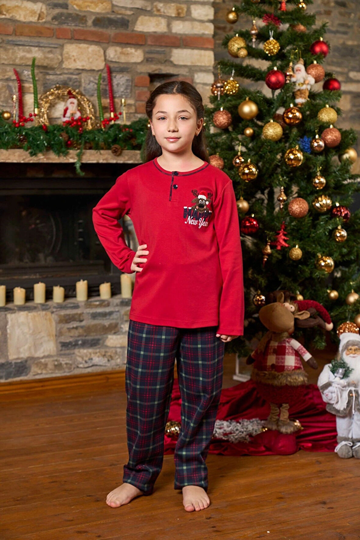 Aesco Aqua 26454 Yılbaşı Temalı Kız Çocuk Pijama Takım