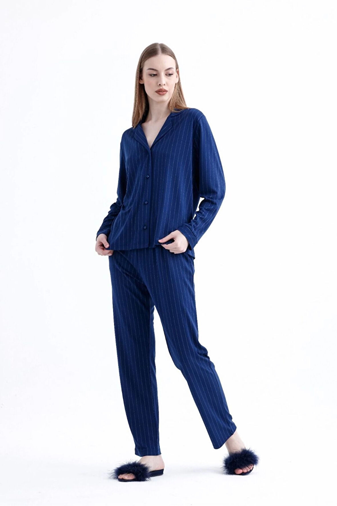 Aesco Espuar 775 Kadın Çizgili Penye Pijama Takımı