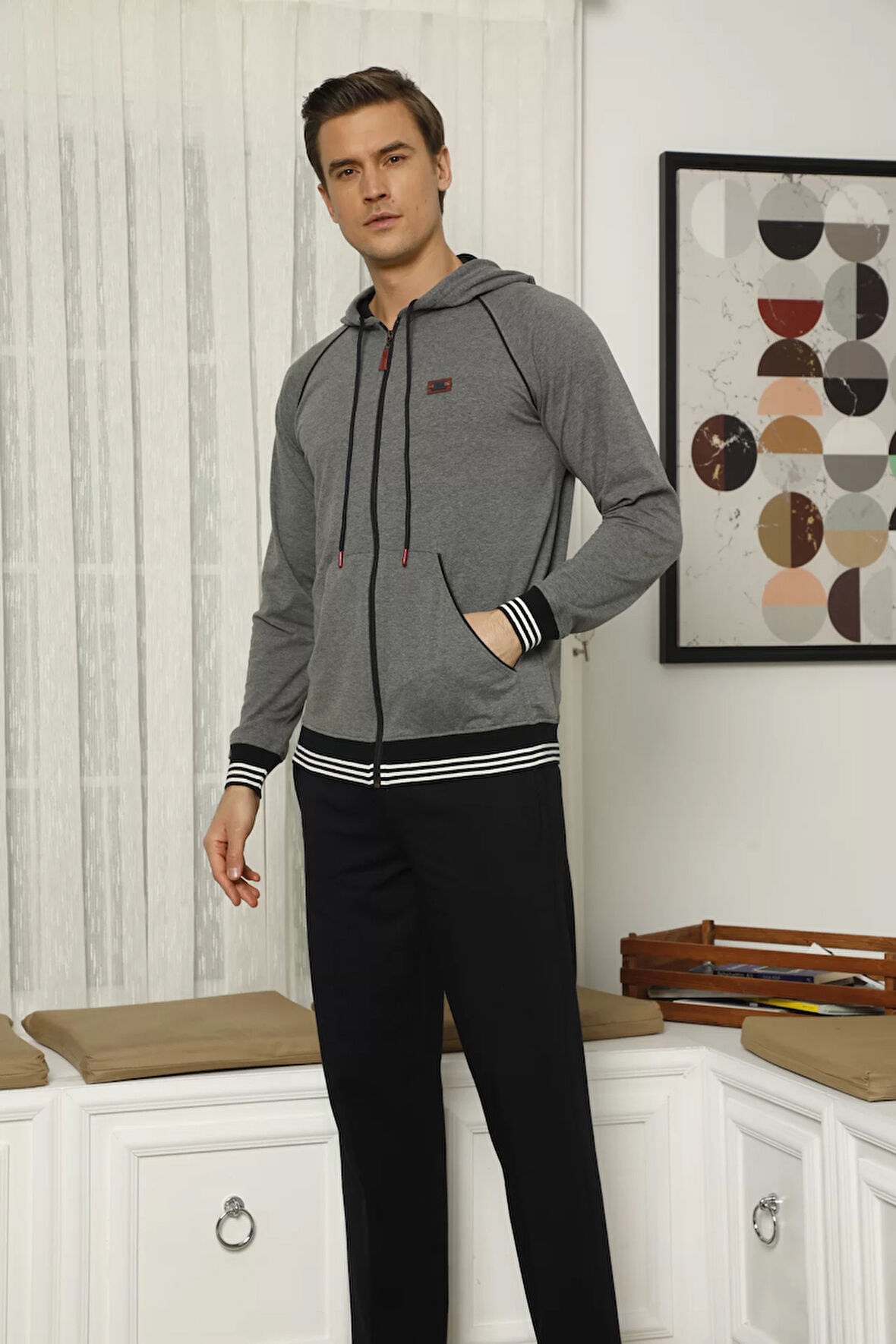 Aesco Kocabey 7208 Erkek Kapişonlu Eşofman Takım