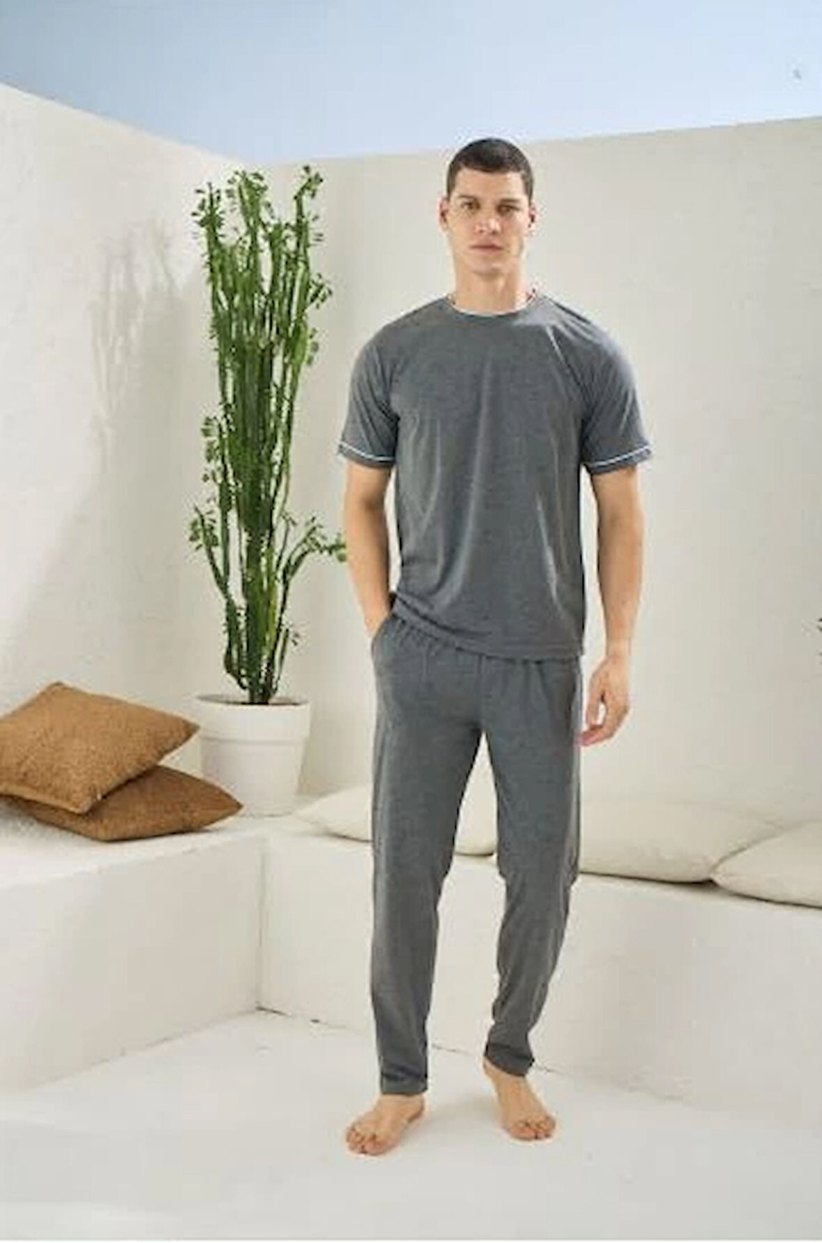Aesco Kocabey 2092 Erkek O.Yaka Pijama Takım