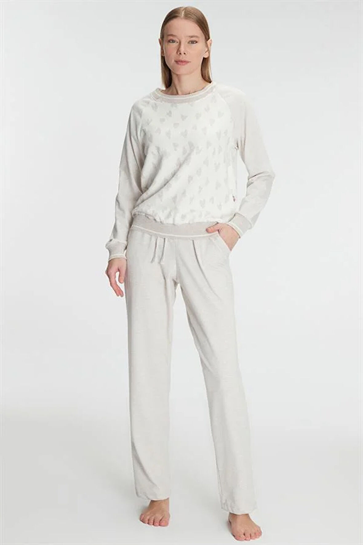 Aesco Uzun Kollu Sweatshirt Pantolon Takım Pijama Takımı