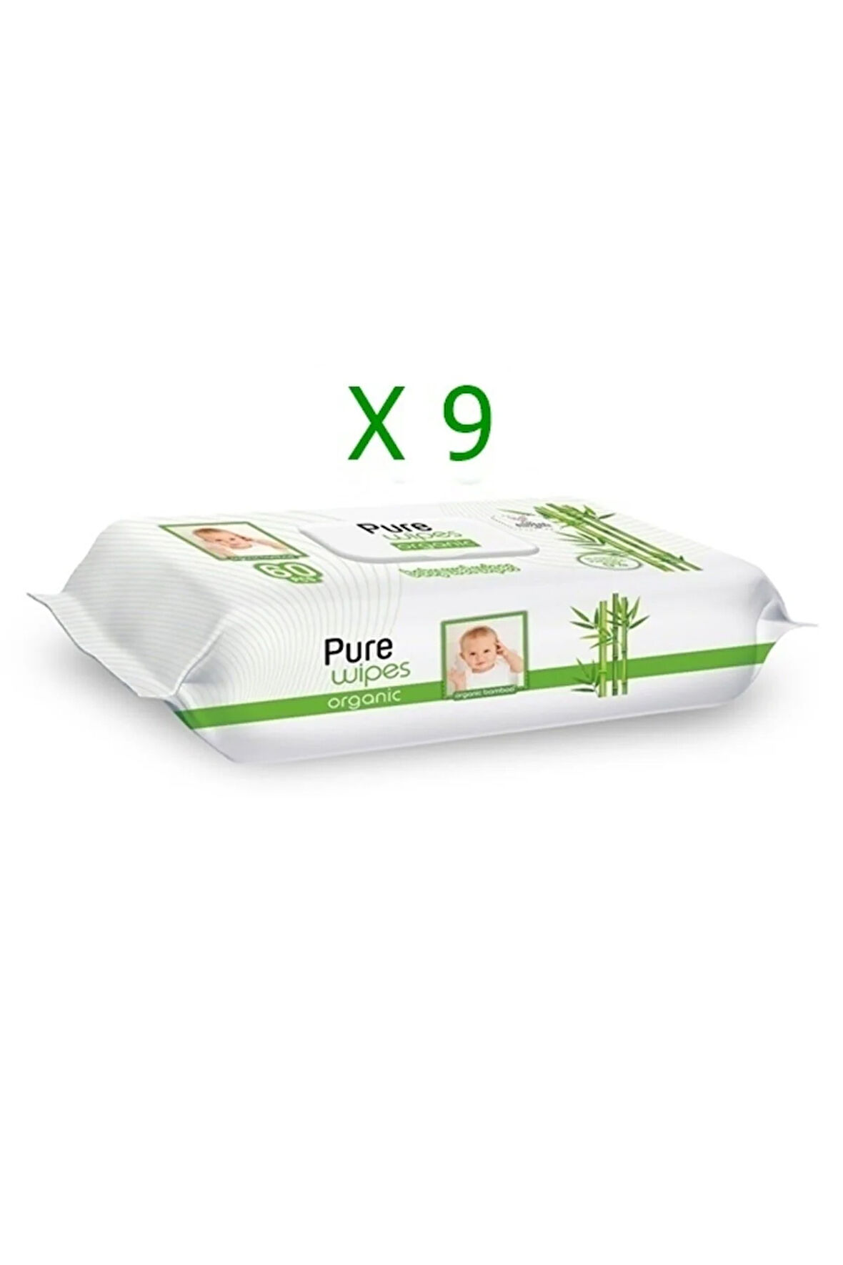 Pure Wipes Organik Bambu Özlü Islak Havlu 60'lı X 9'lu Avantaj Paketi