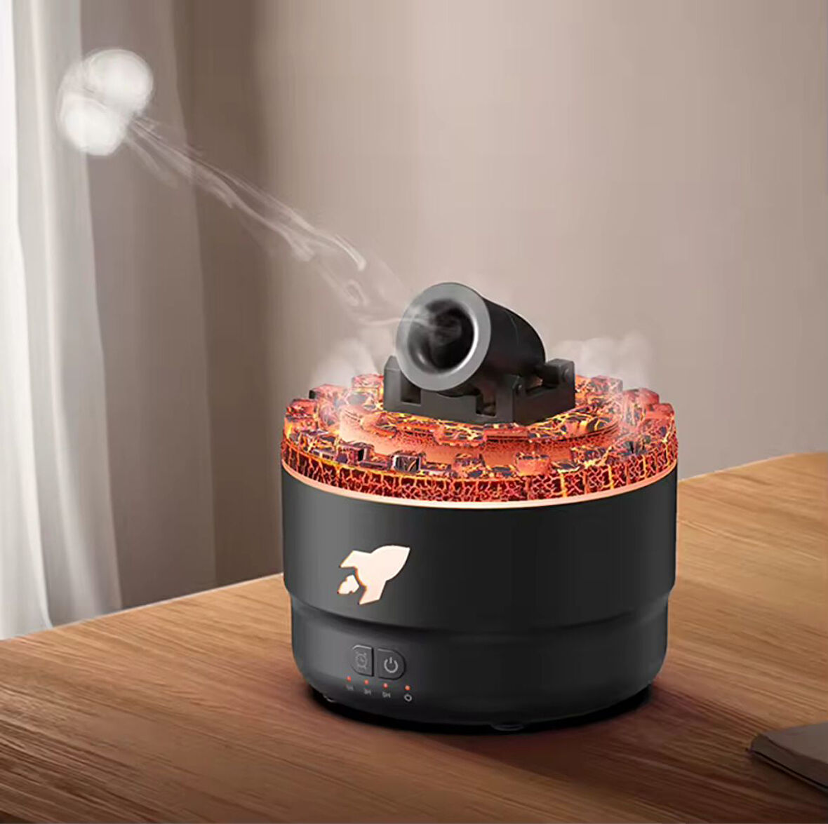 Hava Nemlendirici Alev Topu Görünümlü Volkanik Tasarım Havan Topu Şekilli Aroma Difüzörü