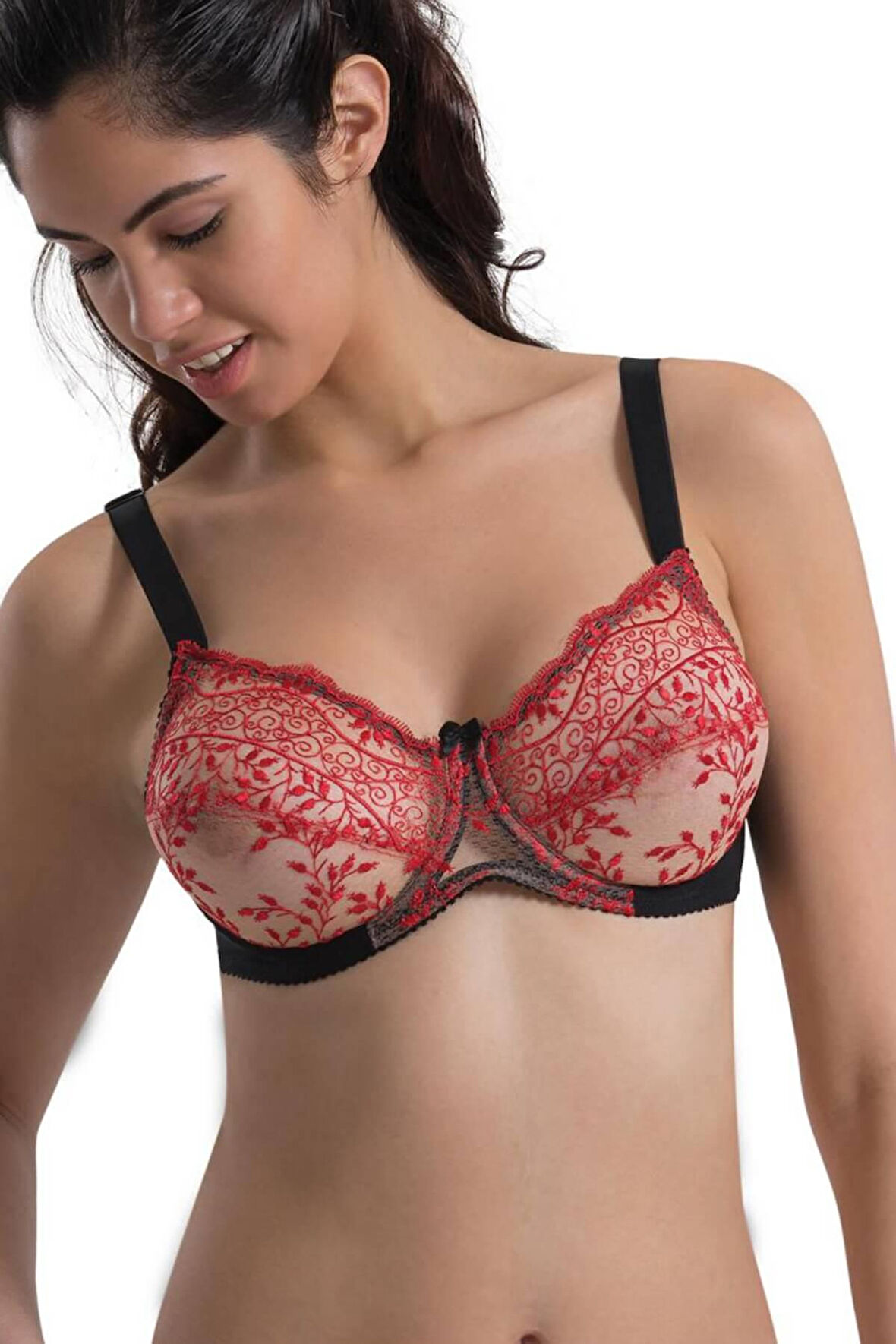 Siyah-kırmızı Mı Emay 148 D Balenli Toparlayıcı Sütyen