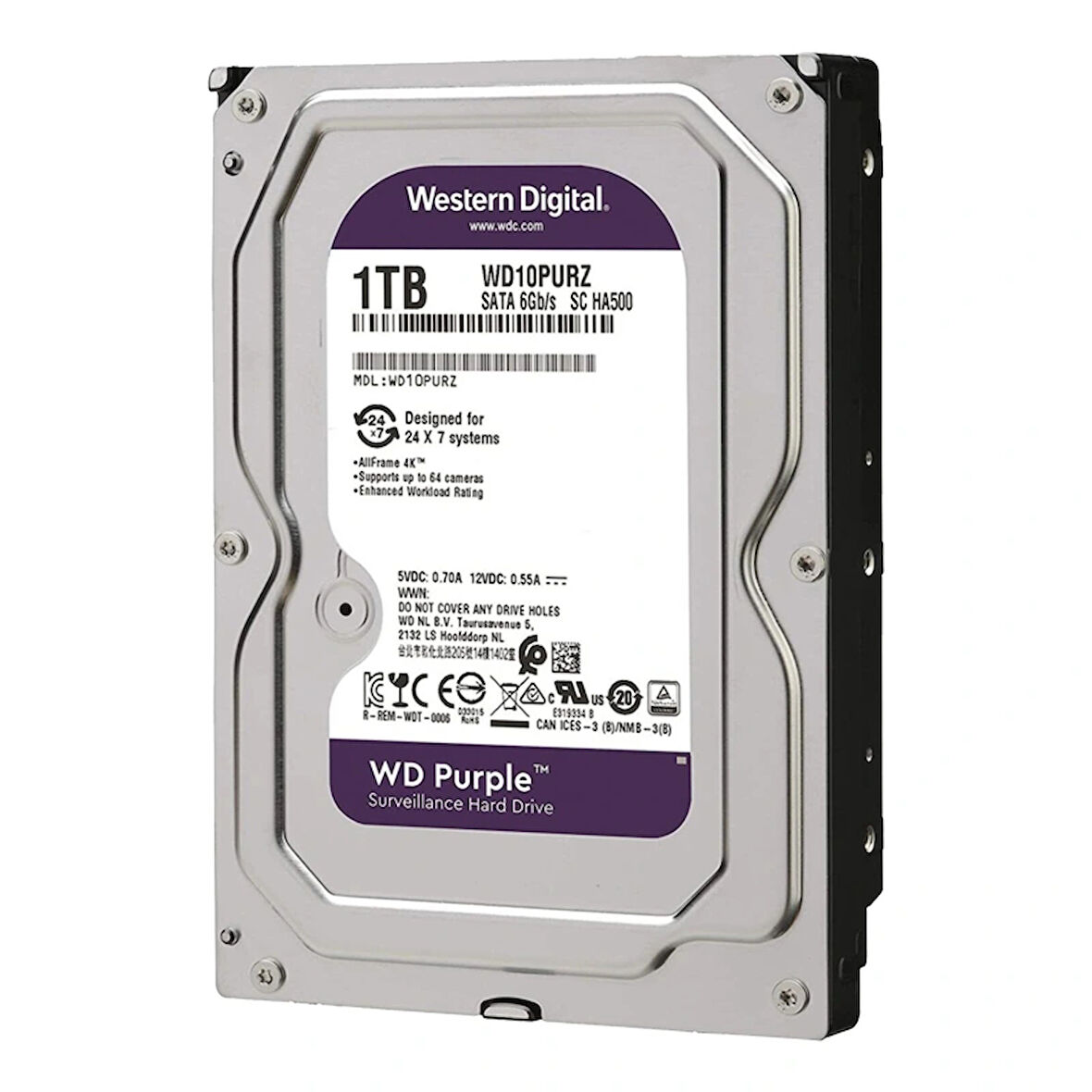 Western Dıgıtal Purple Wd10purz 1 Tb Sata 6gb/s 7/24 Güvenlik Harddısk