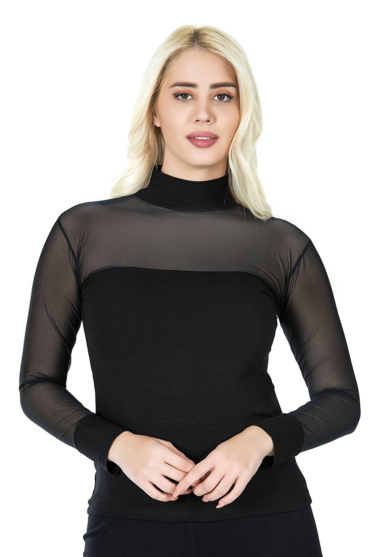 Balıkçı Yaka Transparan Kadın Tişört 296