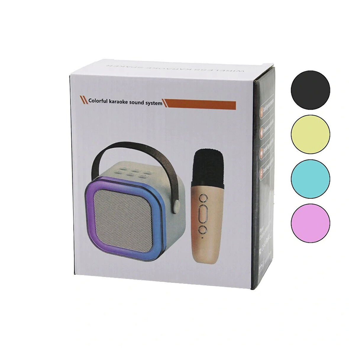 Karaoke Mikrofonlu Wireless Hoparlör - Speaker Işıklı Usb Şarjlı Dc 5v - Tf - Aux K-12