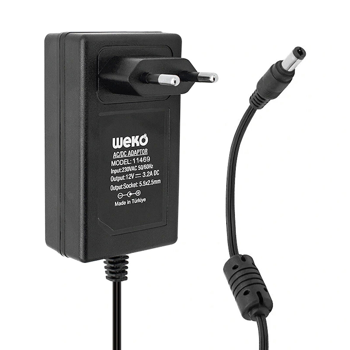 12 Volt - 3.2 Amper - 38 Watt 5.5*2.5 Uçlu Plastik Kasa Priz Tip Adaptör Kutulu Yerli Üretim