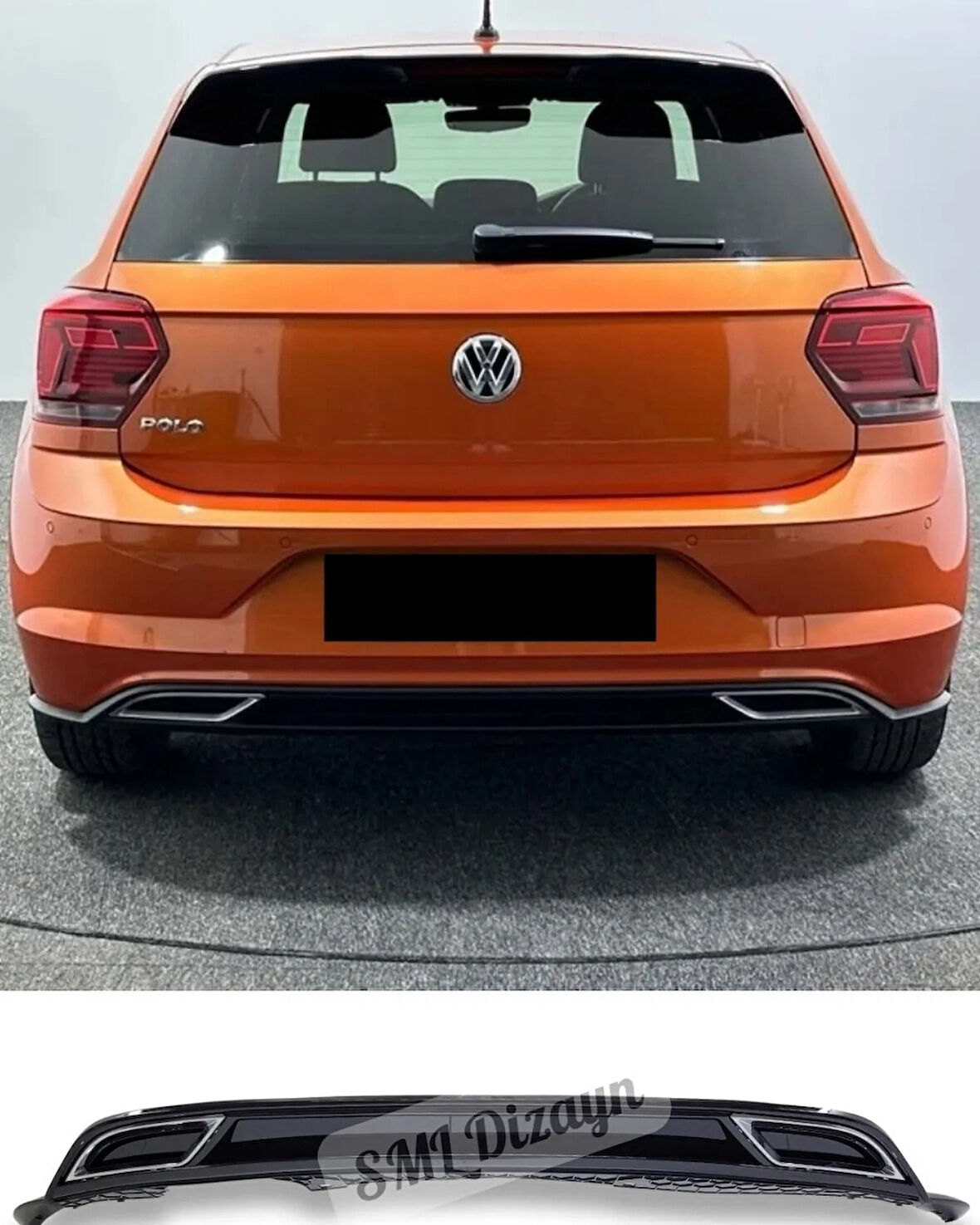 Volkswagen Polo Mk6 2018-2021 R Line Difüzör Plastik Polo Arka-Difizör-Ek-Rear-Diffuser