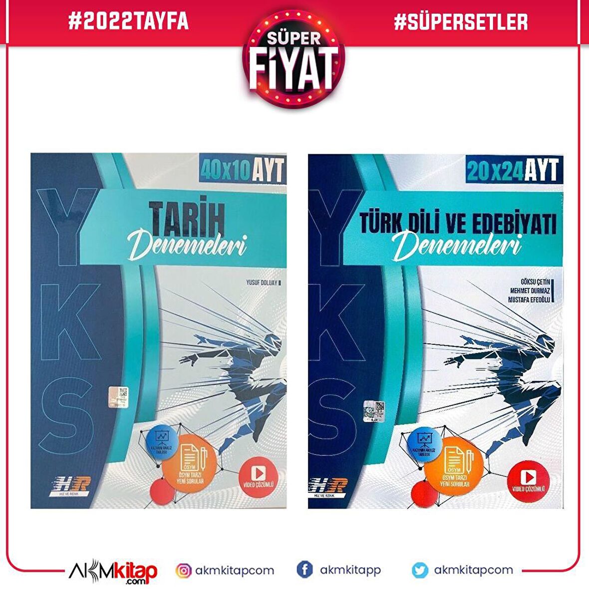 Hız ve Renk Yayınları AYT Tarih ve Türk Dili Edebiyatı Deneme Seti 2 Kitap