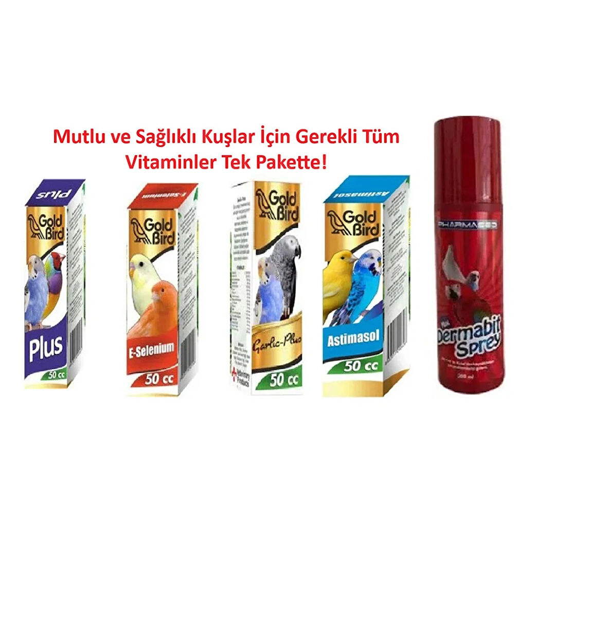 Kafes Kuşları İçin Vitamin Seti Ve Dermo Bit Spreyi 200 Ml