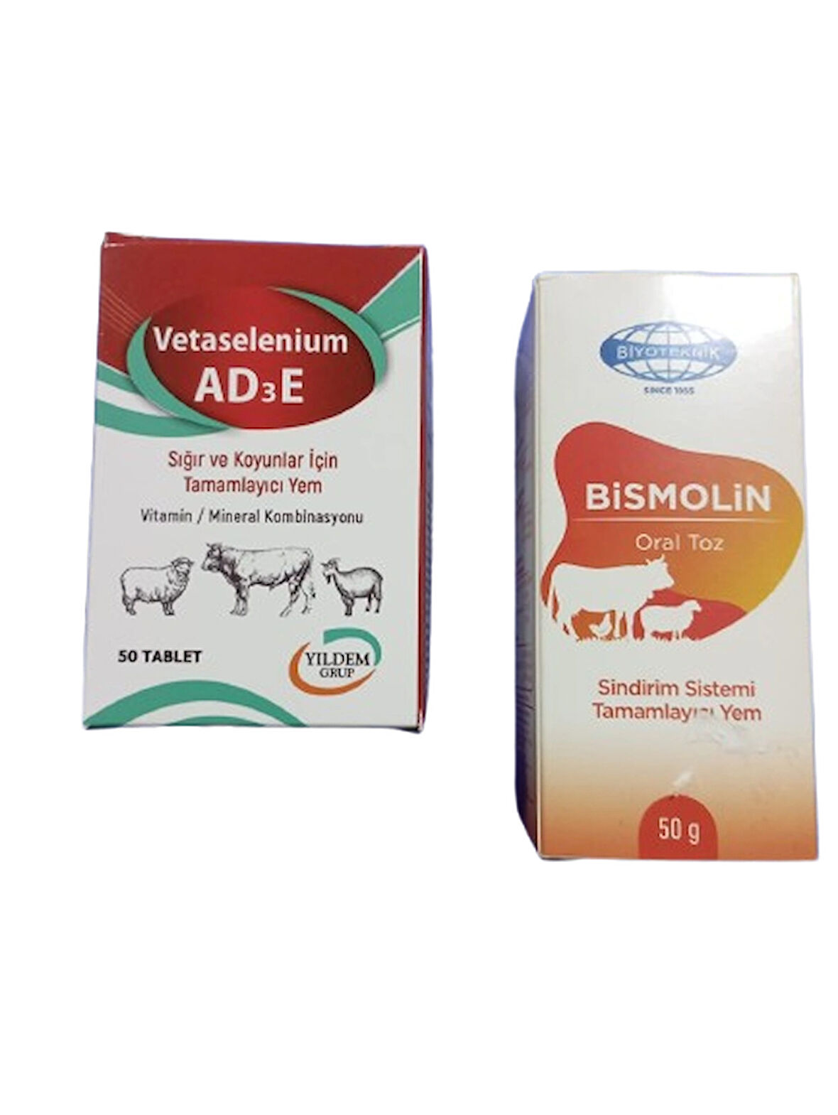 Büyükbaş ve Küçükbaş Hayvanlarınız için Vetaselenium AD3E 50 Tablet+ Bismolin 50 gr