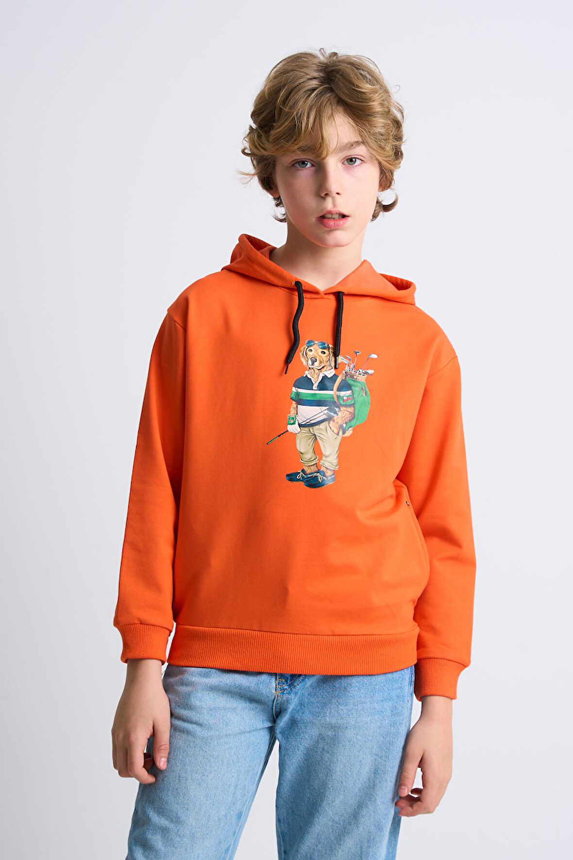 ALEXANDERGARDI Baskılı Yandan Cepli Kapüşonlu Çocuk Sweatshirt