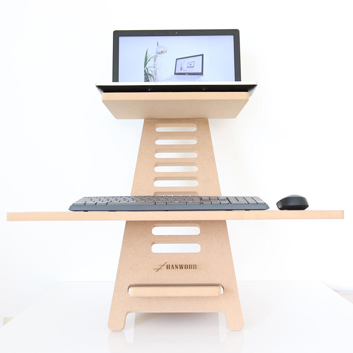 Hanwood Ayakta Çalışma Standı - Laptop Standı - Notebook Standı - Ahşap - AGBS