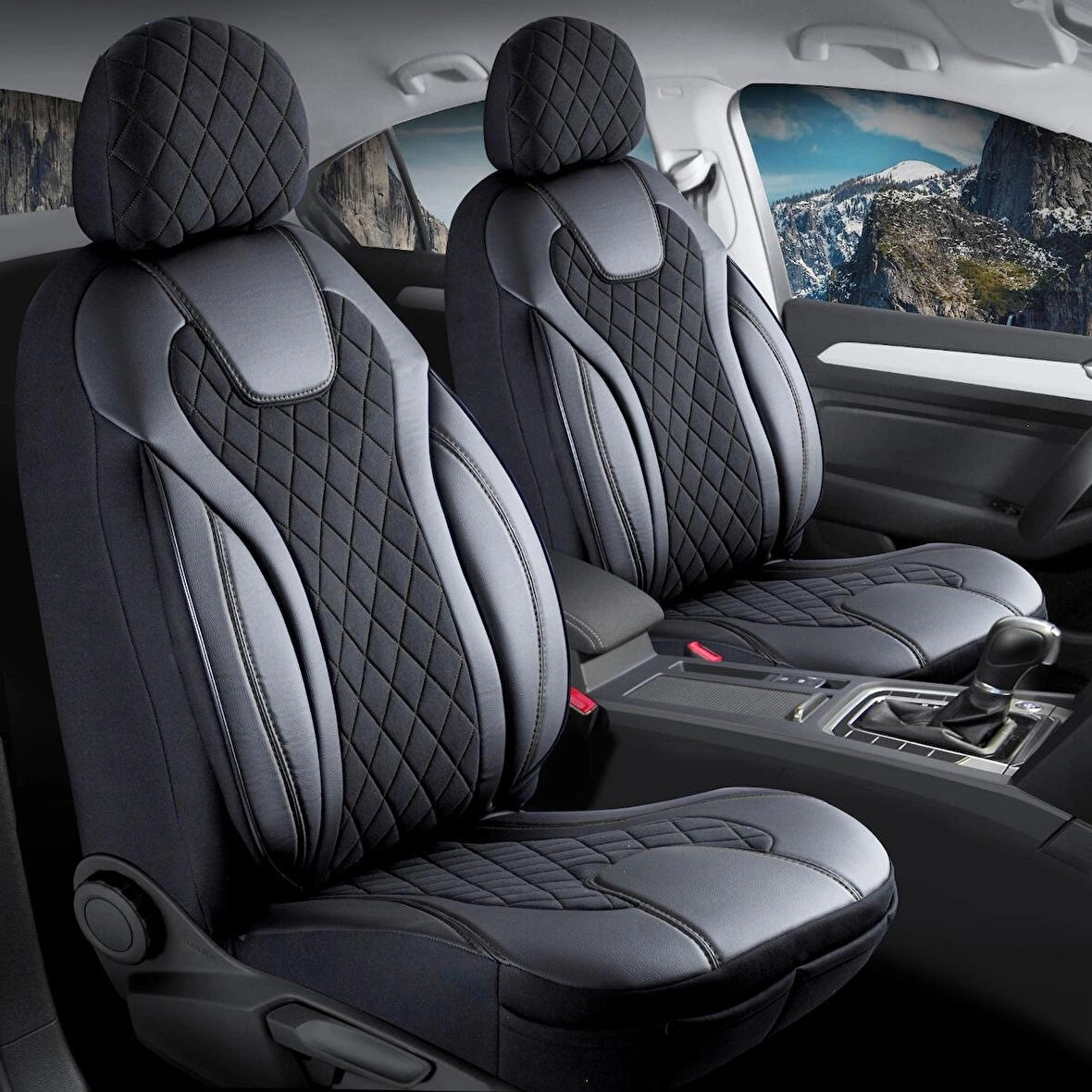 Fiat Linea Lounge Uyumlu Lüx Yarı Deri Oto Koltuk Kılıfı Ön Arka Takım Yeni Siena SİYAH