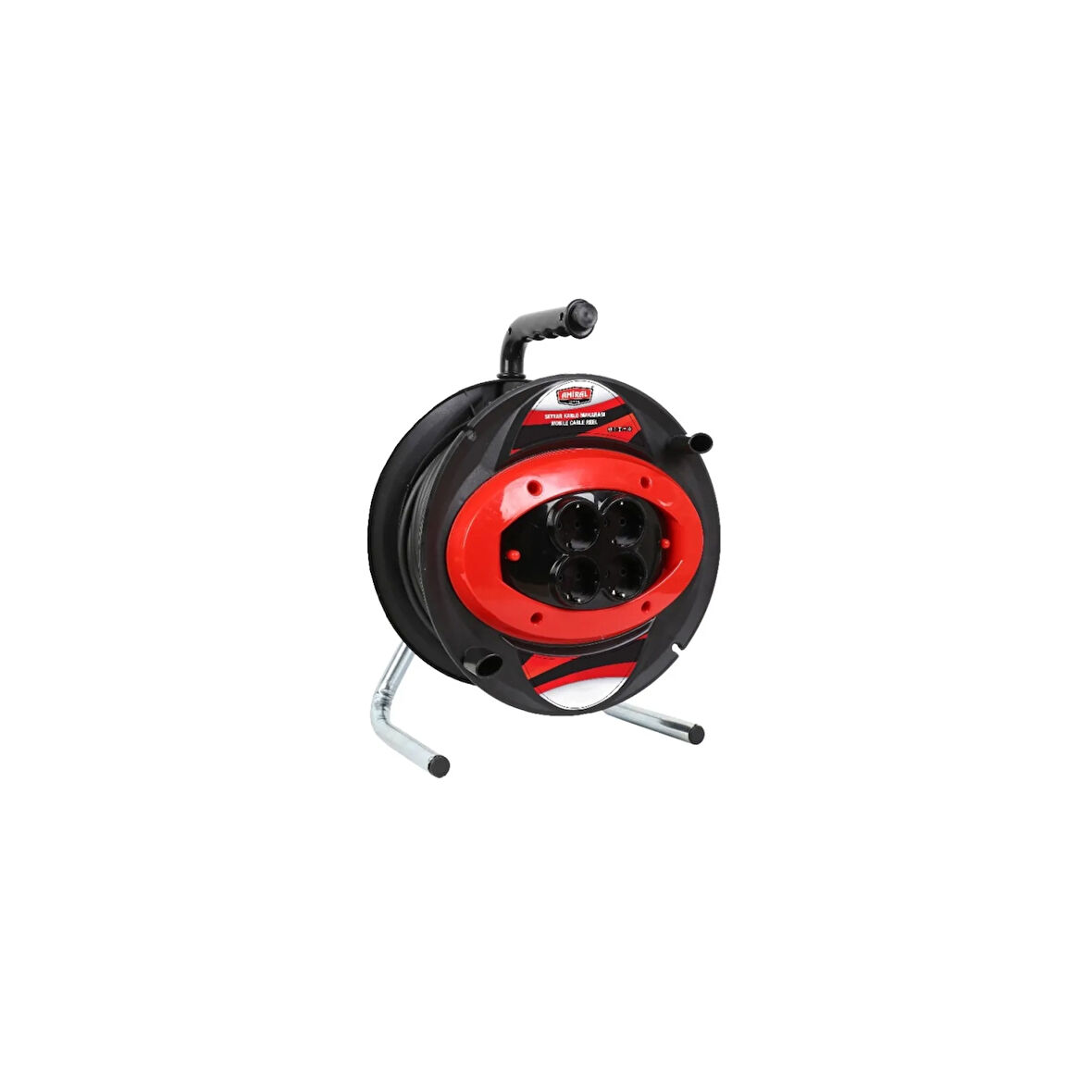 Amiral 50 Mt Makaralı 4'lü Elektrik Uzatma Priz 3x2,5 Mm Siyah