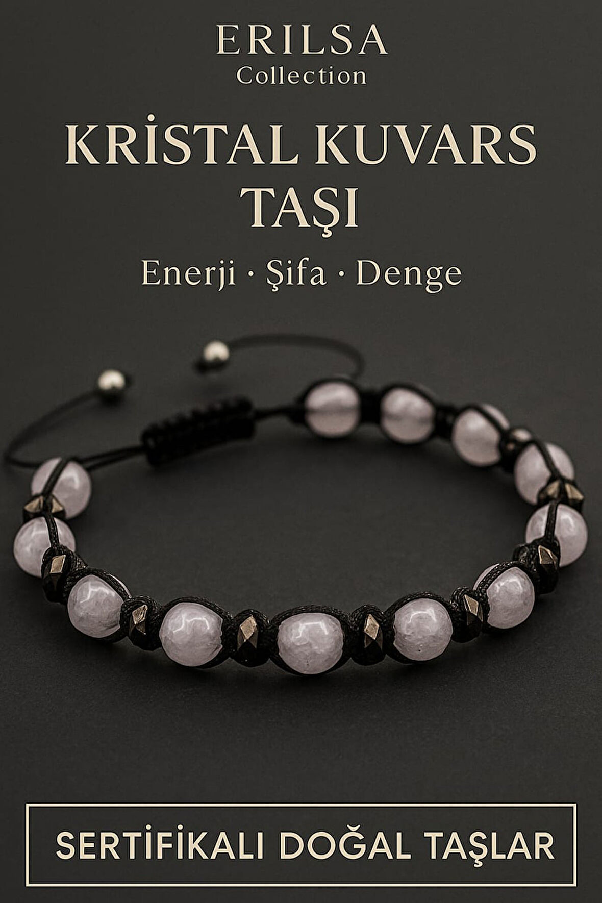 Sertifikalı Kristal Kuvars ve Terahertz Taşı Bileklik – Arınma, Netlik ve Zihinsel Denge