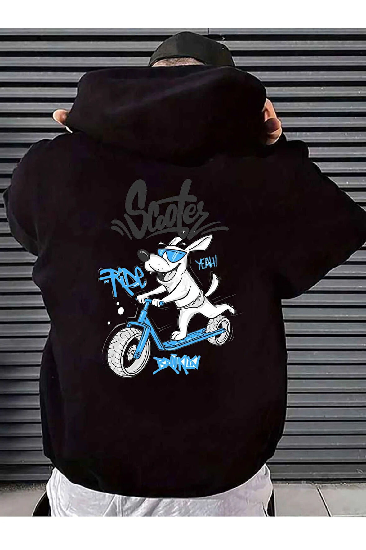 Unisex Kadın Erkek Kapüşonlu Kanguru Cepli Oversize Sweatshirt Hoodie Scooter