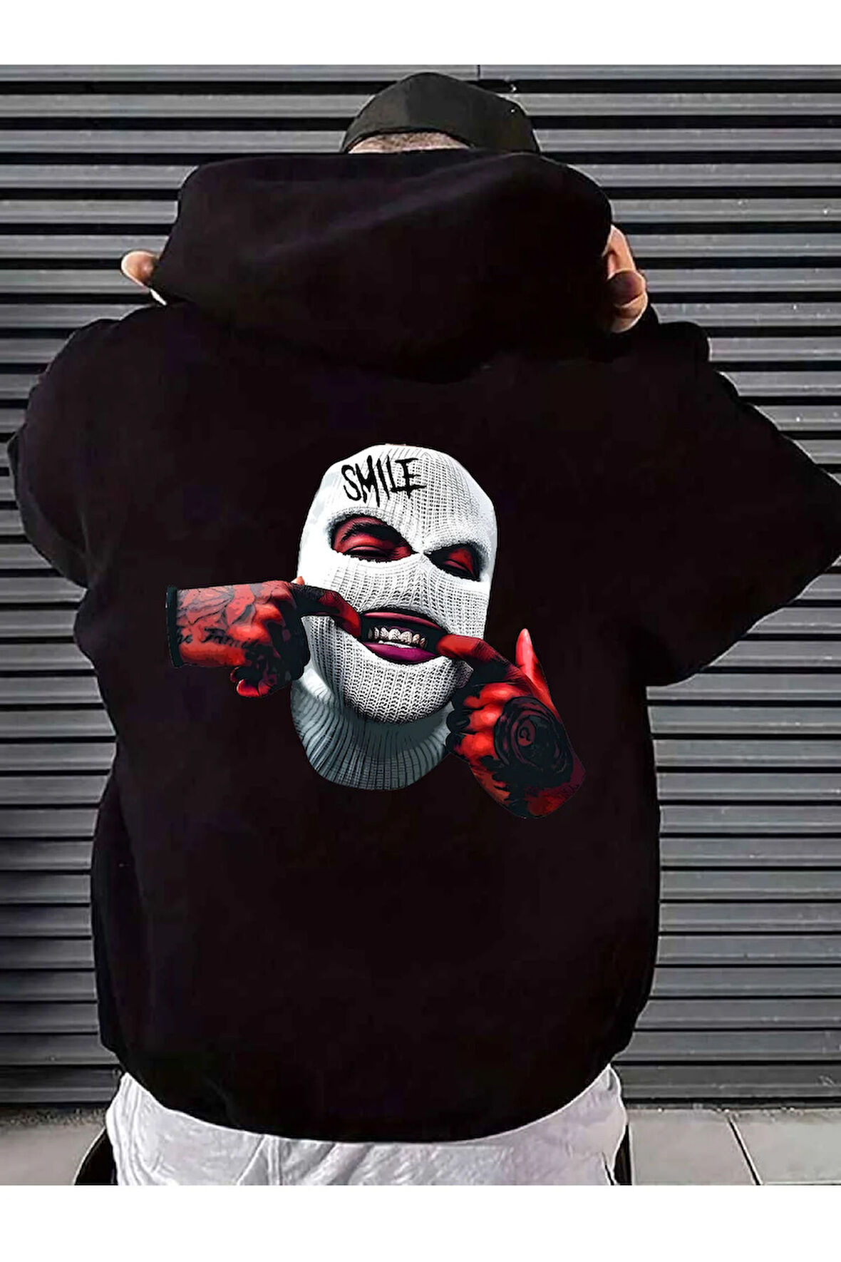 Unisex Kadın Erkek Kapüşonlu Kanguru Cepli Oversize Sweatshirt Hoodie Smile