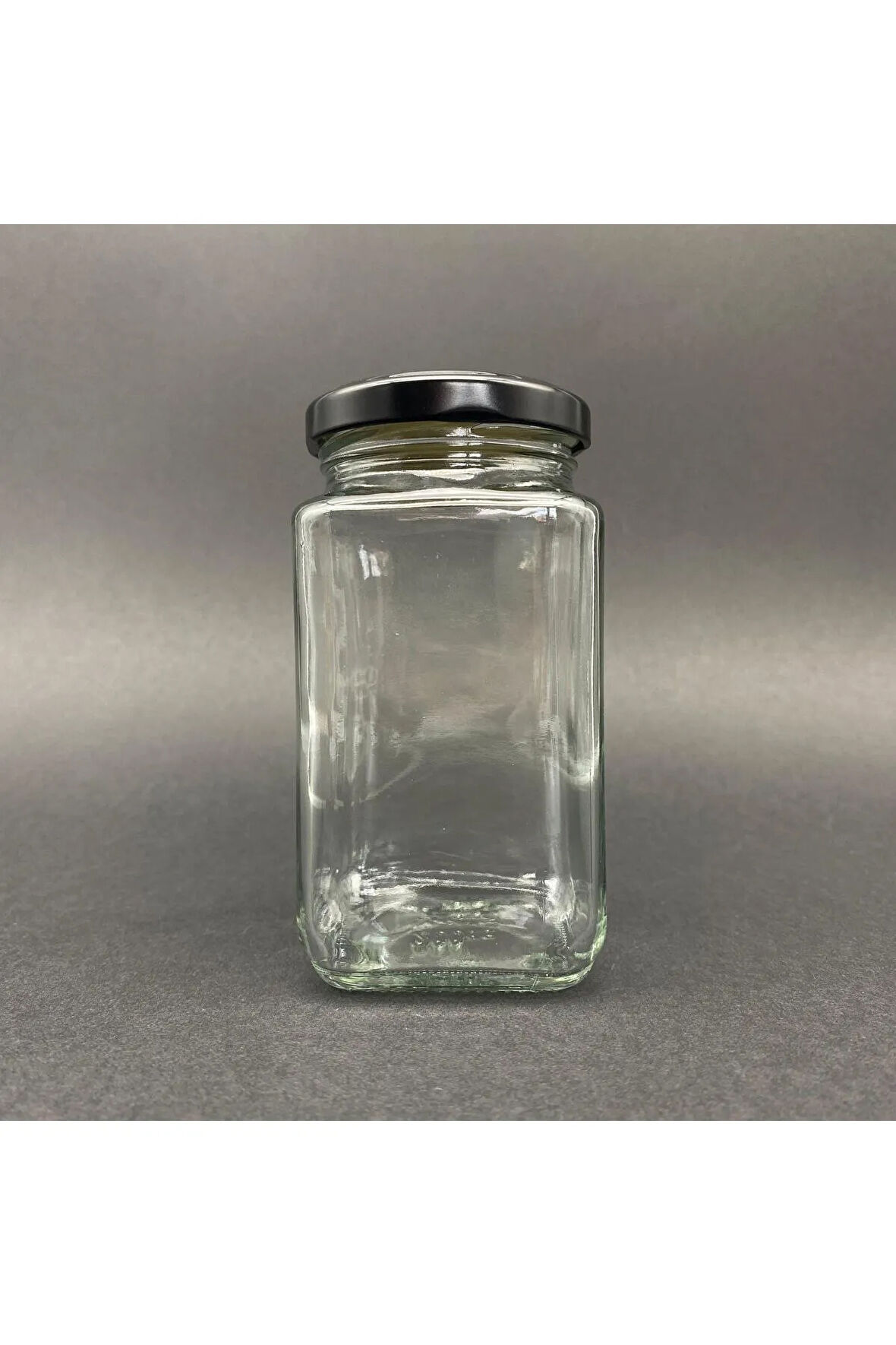 10 ADET 200 CC KARE KAVANOZ - SİYAH METAL KAPAKLI