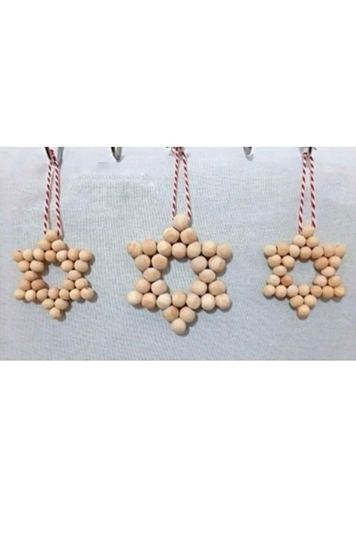 Ahşap Dekoratif Boncuklu Yıldız 3'lü Set, Kapı Duvar Mutfak Bebek Odası Süsü