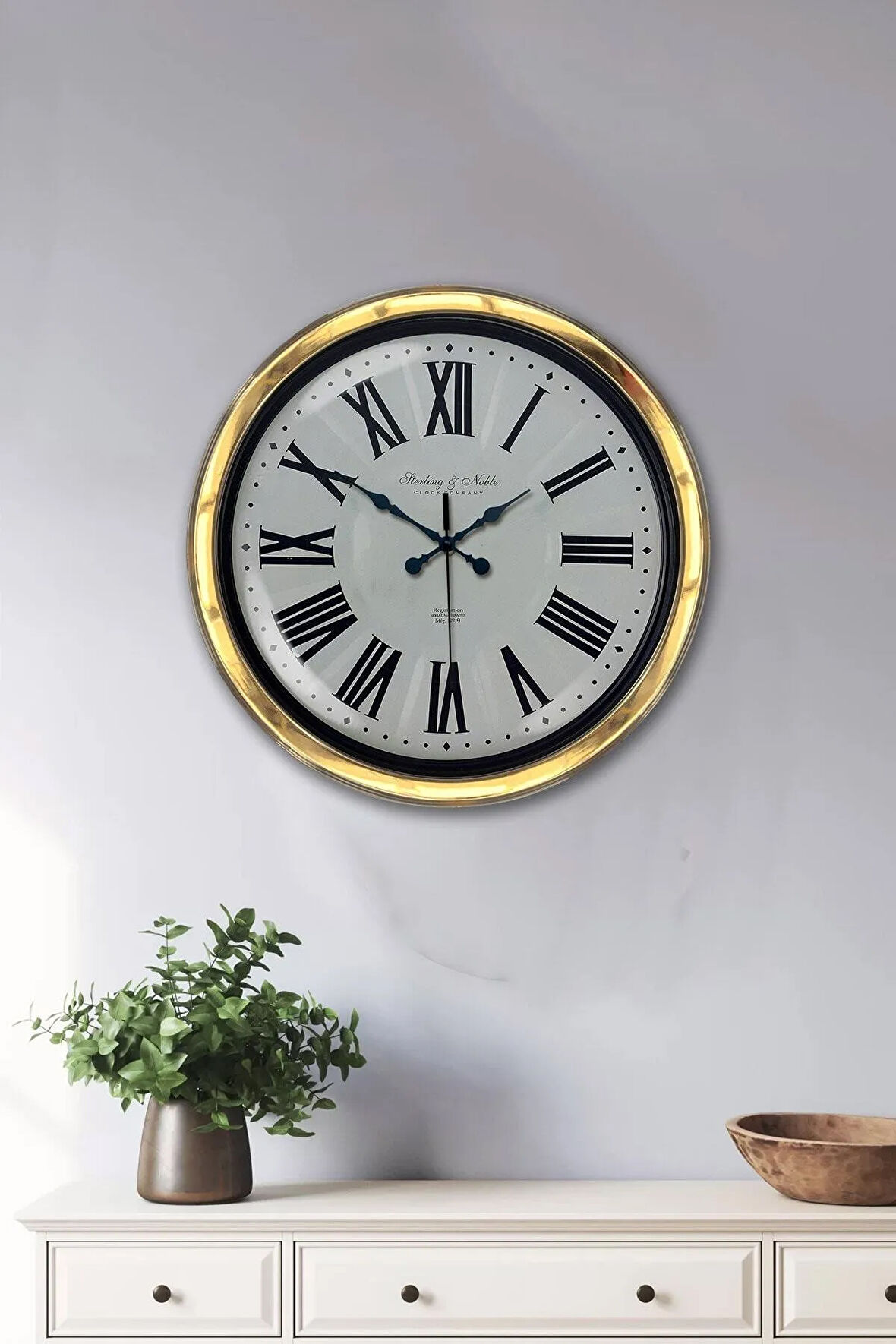 Hediyelik 40 Cm Gold Metal Antique Duvar Saati