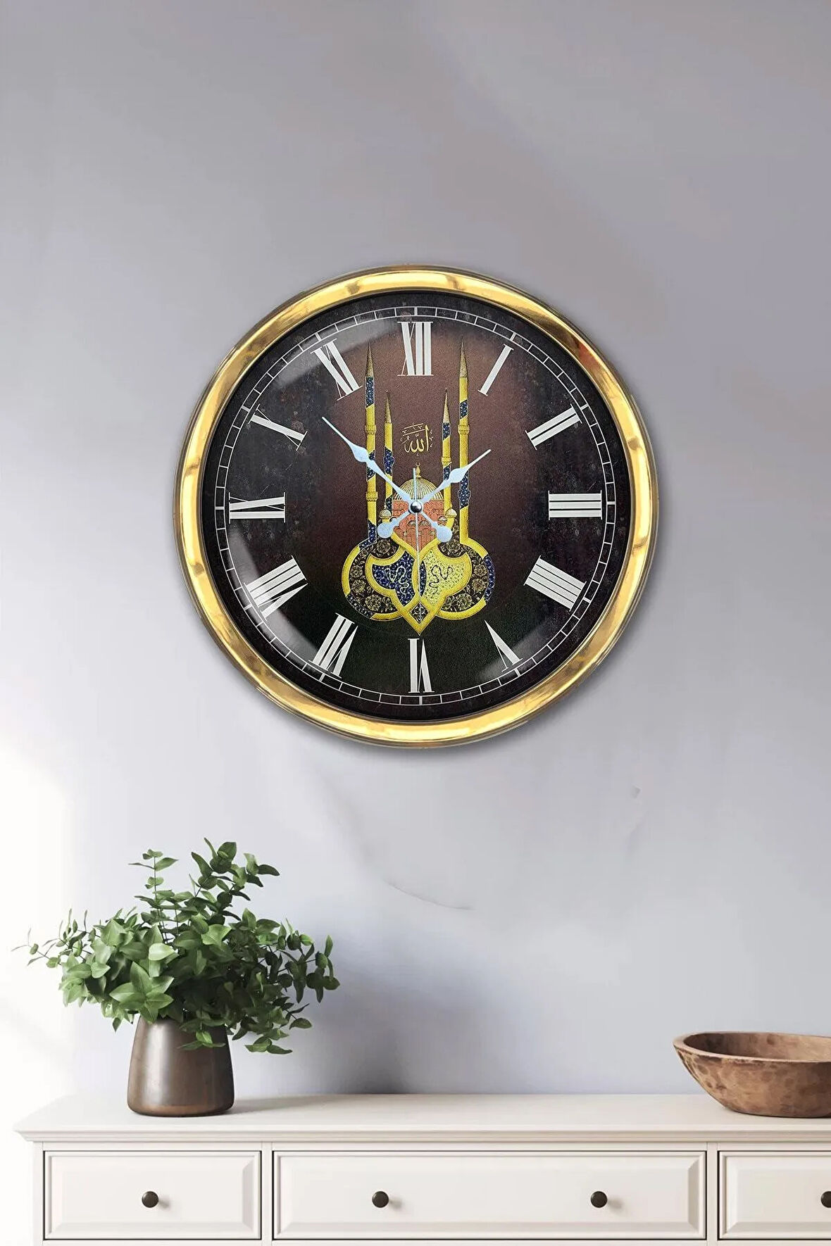 Hediyelik 40 Cm Gold Metal Cami Duvar Saati