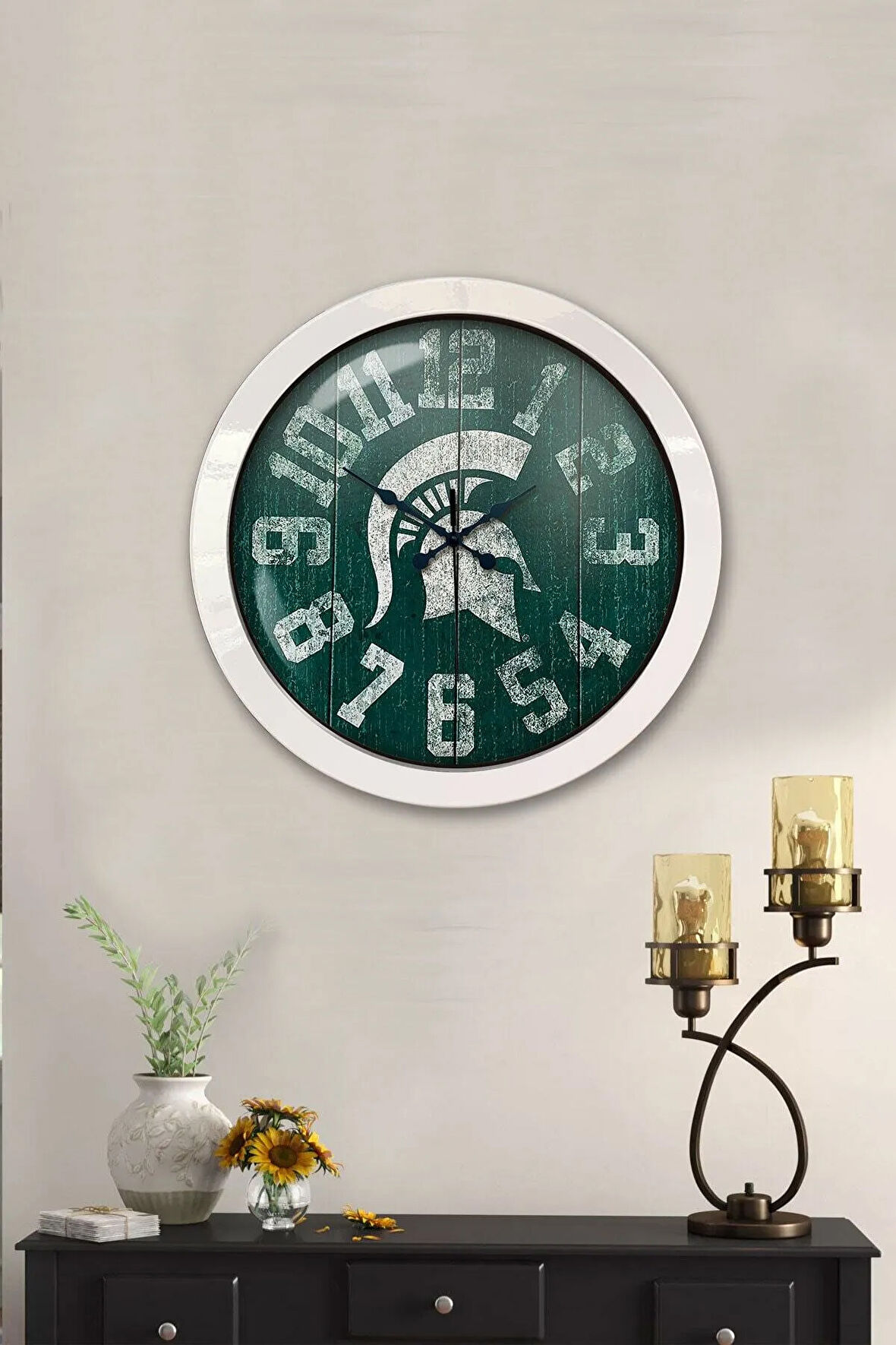 Hediyelik 36 Cm Beyaz Metal Bizans Duvar Saati