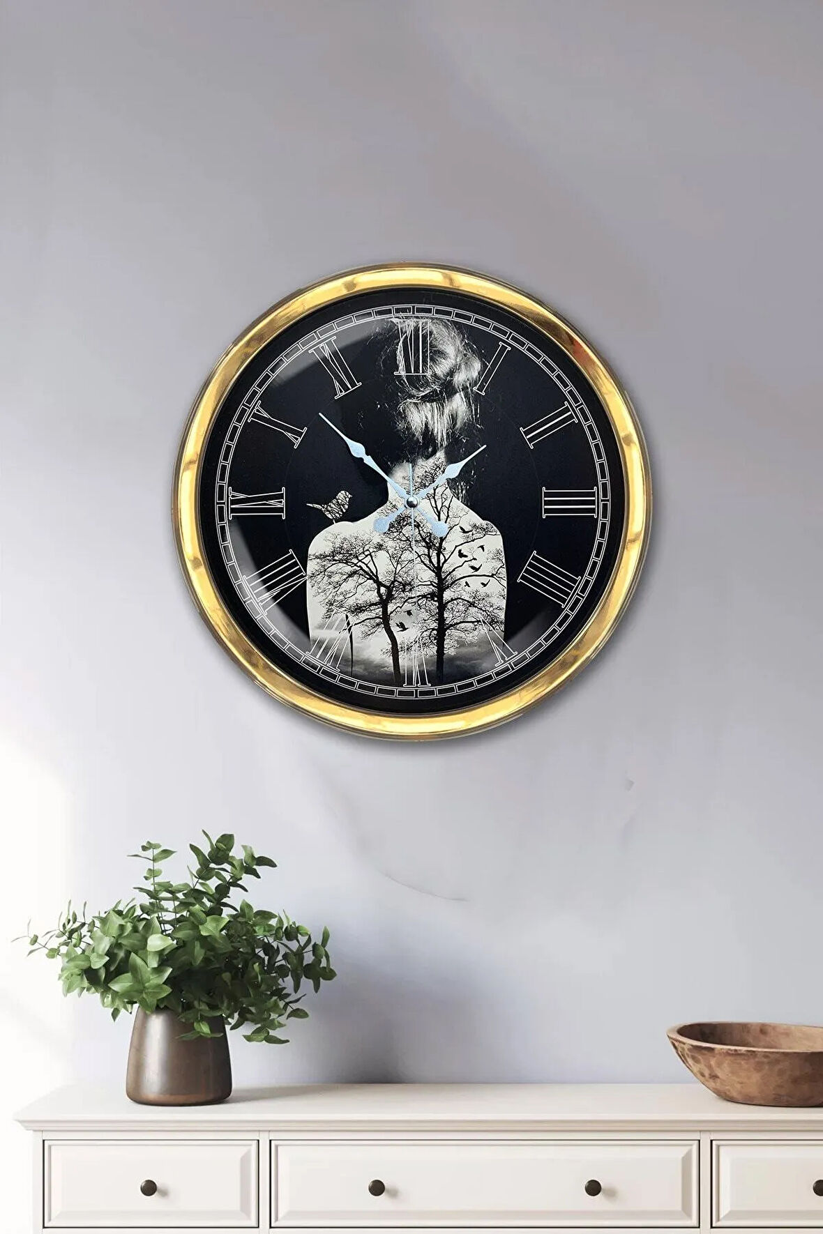 Hediyelik 40 Cm Gold Metal Dekoratif Duvar Saati