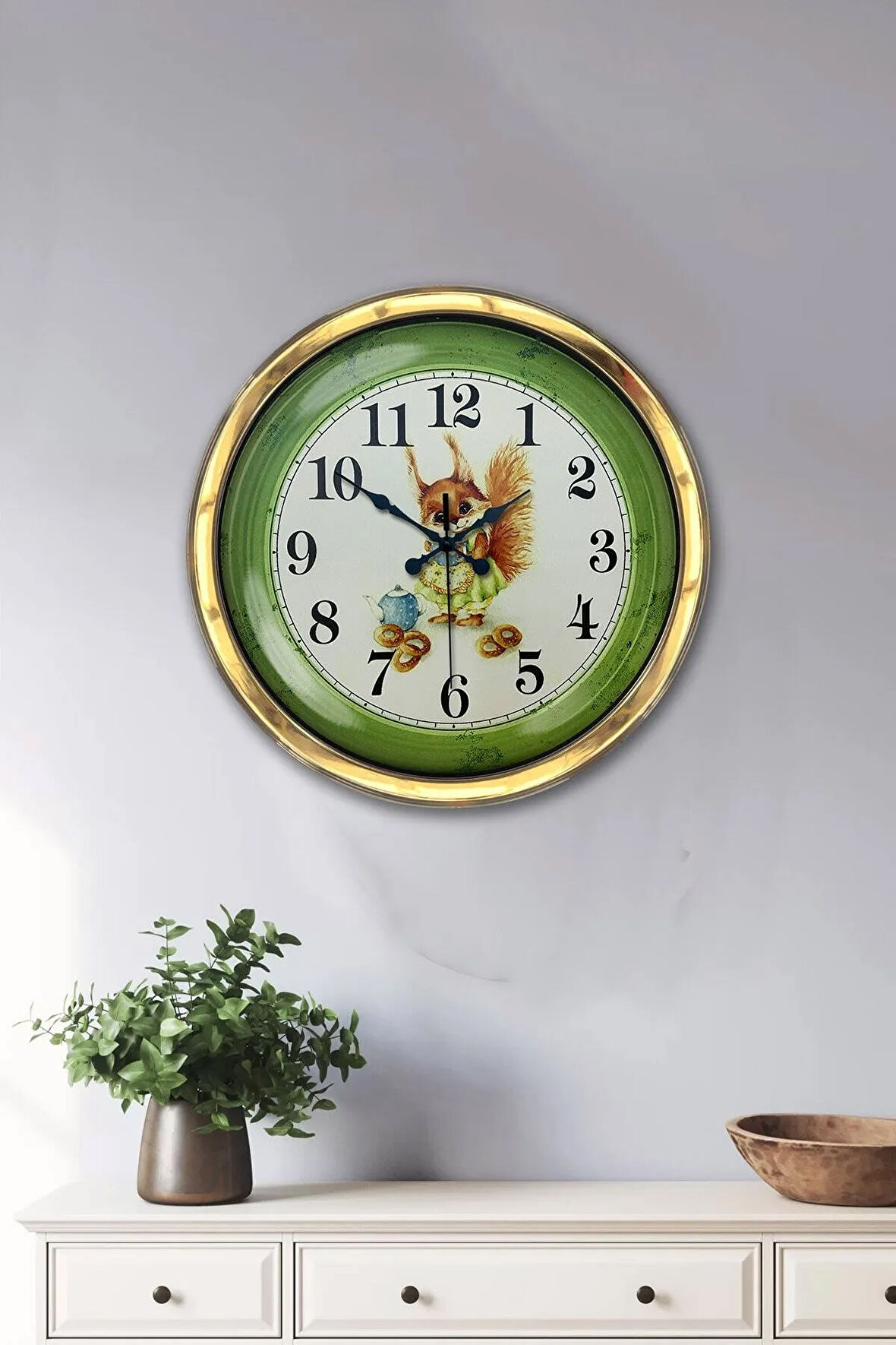 Hediyelik 40 Cm Gold Metal Çocuk Duvar Saati