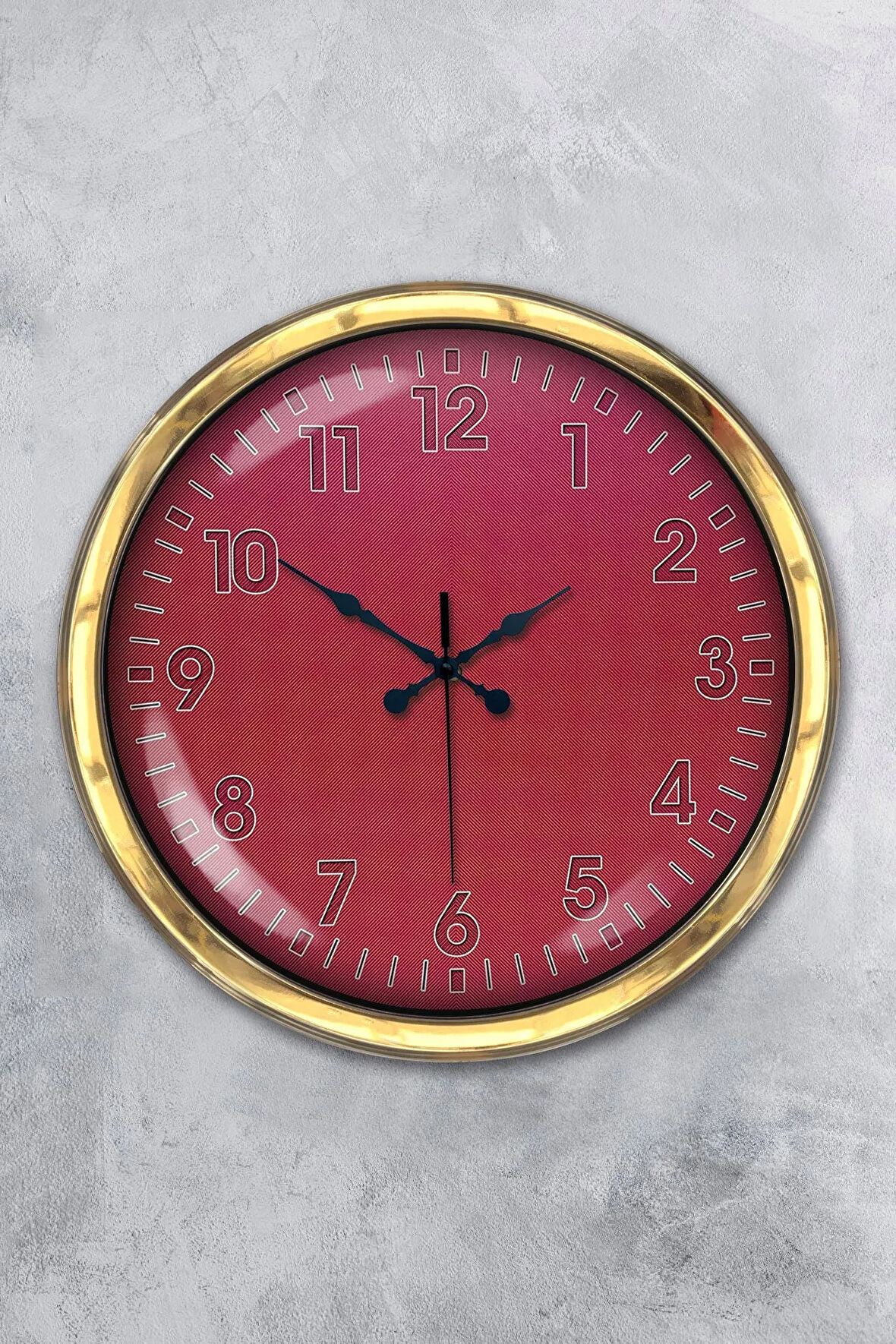 Hediyelik 40 Cm Gold Metal Pembe Duvar Saati