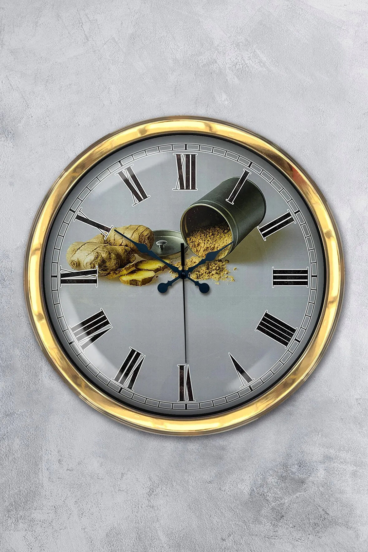 Dekorasyon 40 Cm Gold Metal Mutfak Duvar Saati