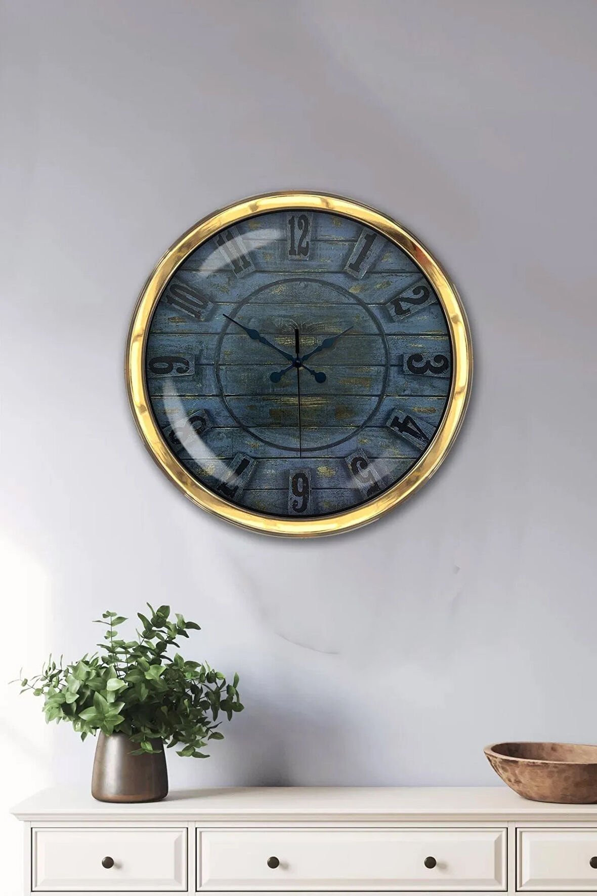 Hediyelik 40 Cm Gold Metal Retro Duvar Saati