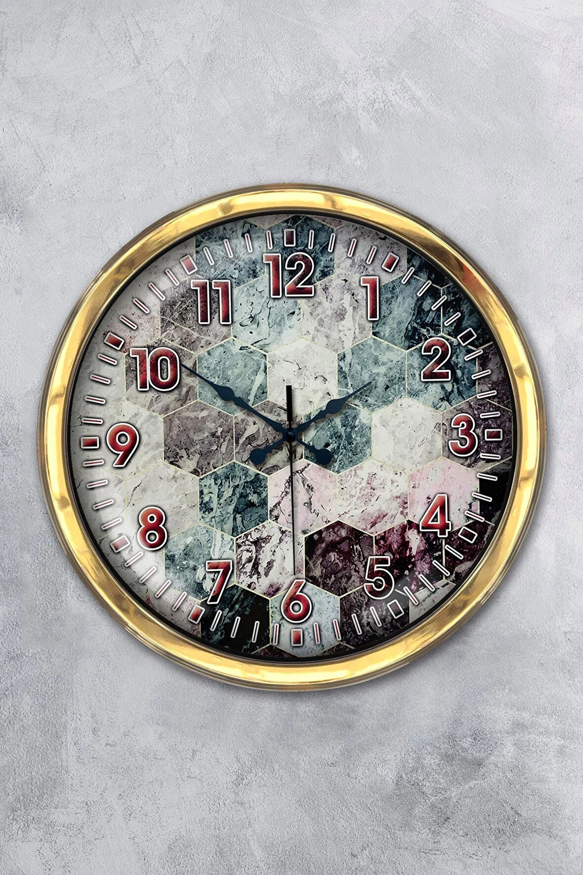 Hediyelik 40 Cm Gold Metal Sezgisel Duvar Saati