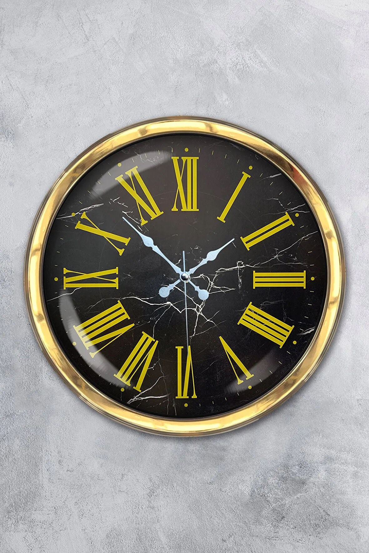 Hediyelik 40 Cm Gold Metal Sarı Roma Rakamlı Duvar Saati