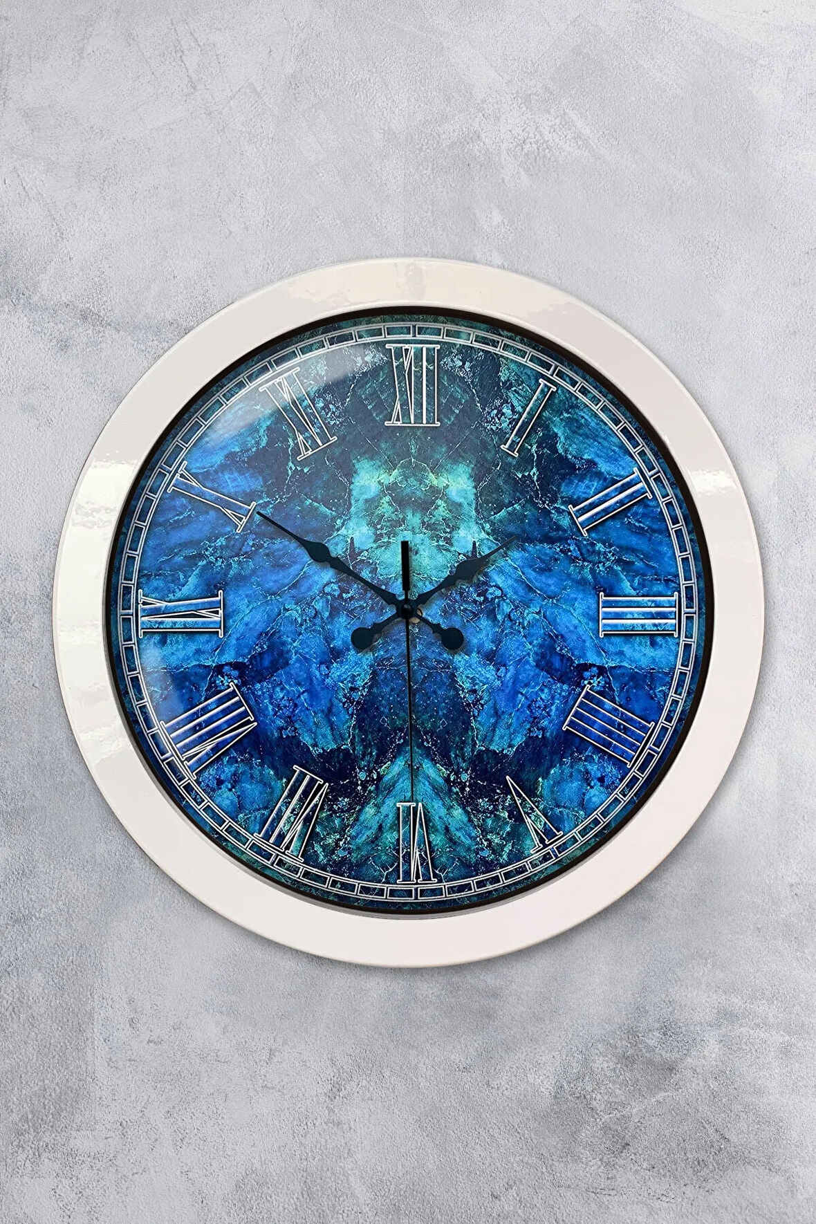 Hediyelik 36 Cm Beyaz Metal Blue Duvar Saati