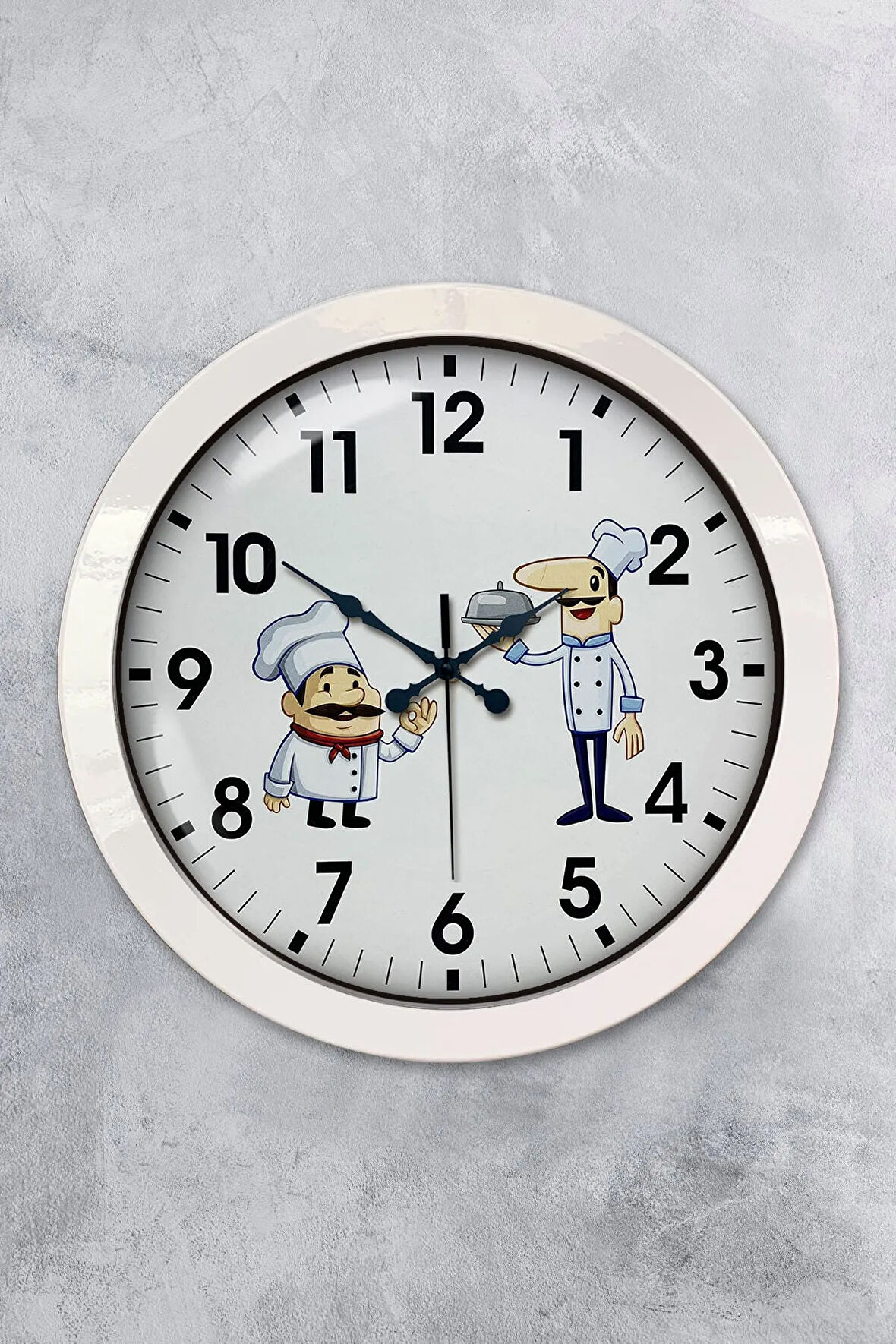 Hediyelik 36 Cm Beyaz Metal Aşçı Duvar Saati