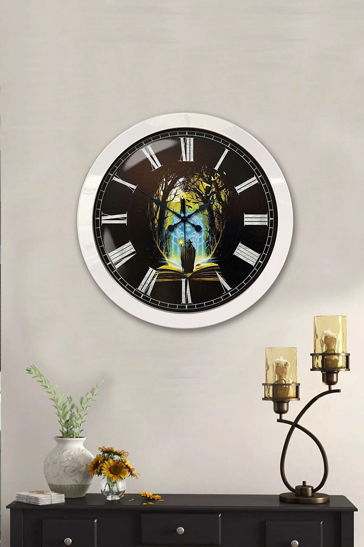 36 Cm Beyaz Metal Kitap - Insan Duvar Saati