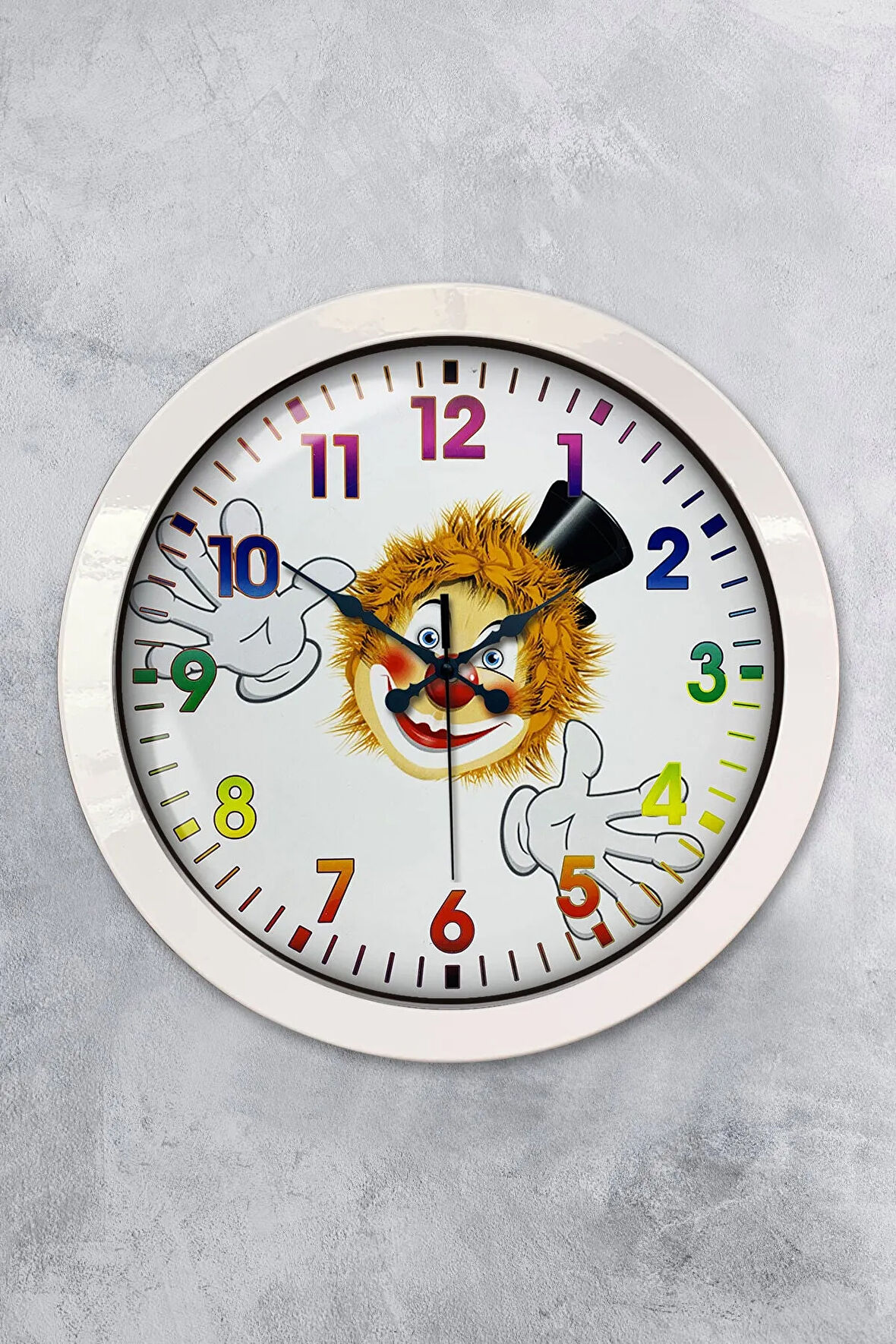 Hediyelik 36 Cm Beyaz Metal Palyaço Duvar Saati