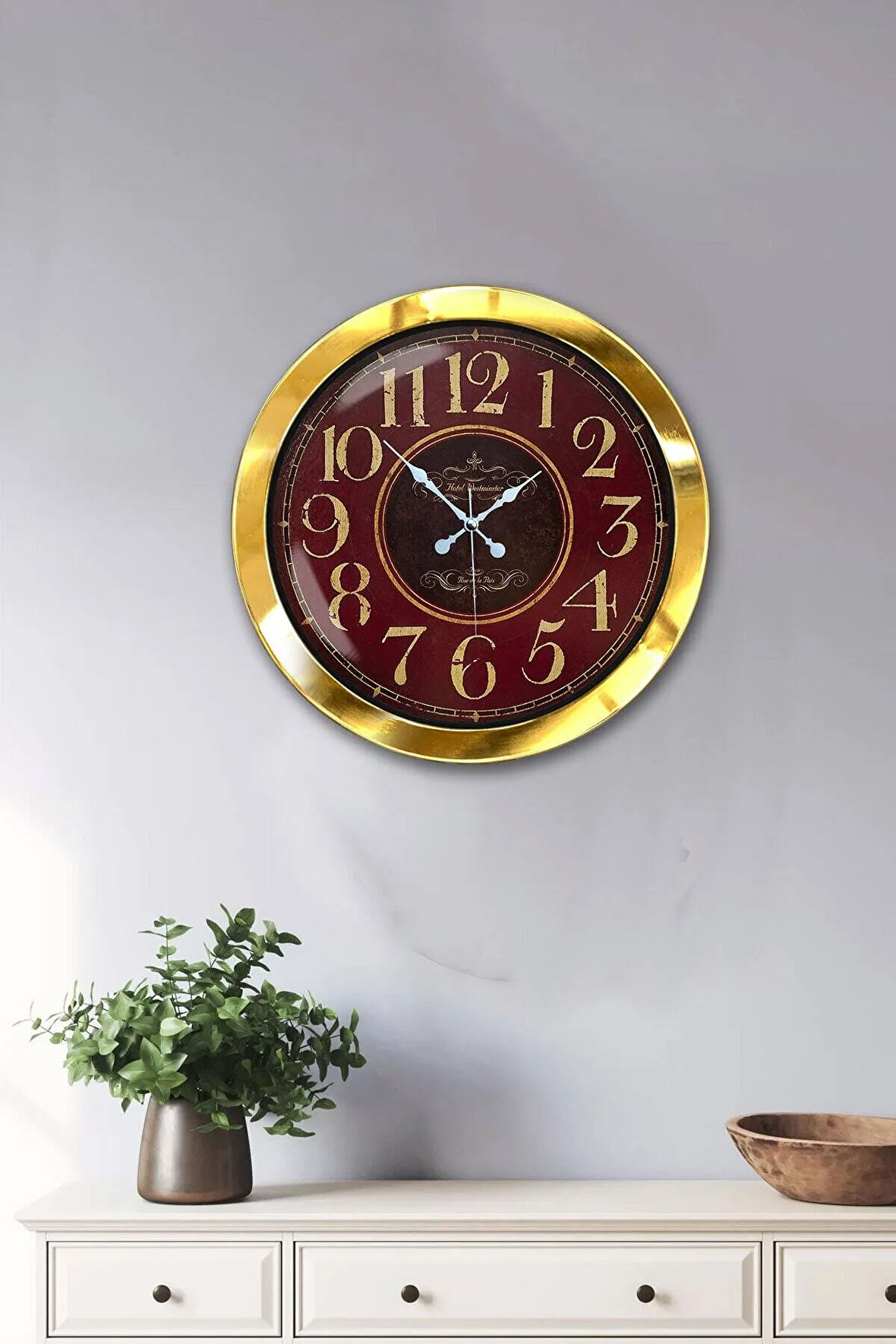 36 Cm Gold Metal Rome De La Paris Duvar Saati
