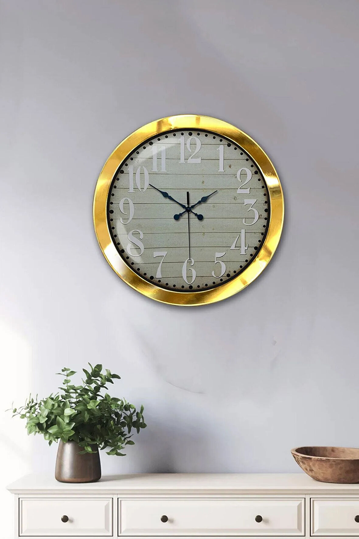 36 Cm Gold Metal Klasik Tasarım Duvar Saati