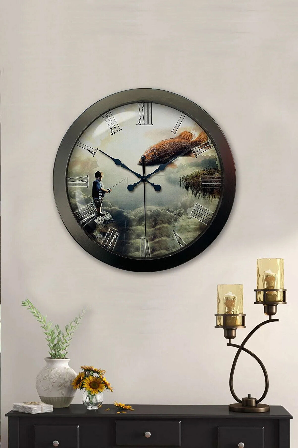 36 Cm Siyah Metal Farklı Yaşamlar Duvar Saati