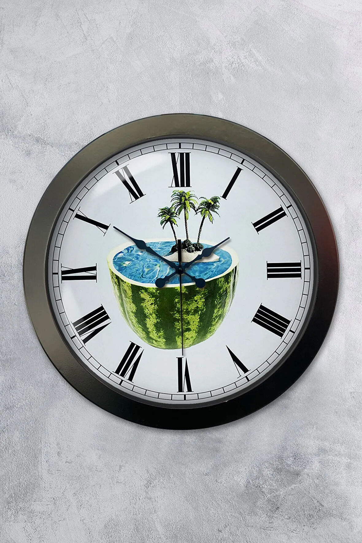 Hediyelik 36 Cm Siyah Metal Turizm Duvar Saati