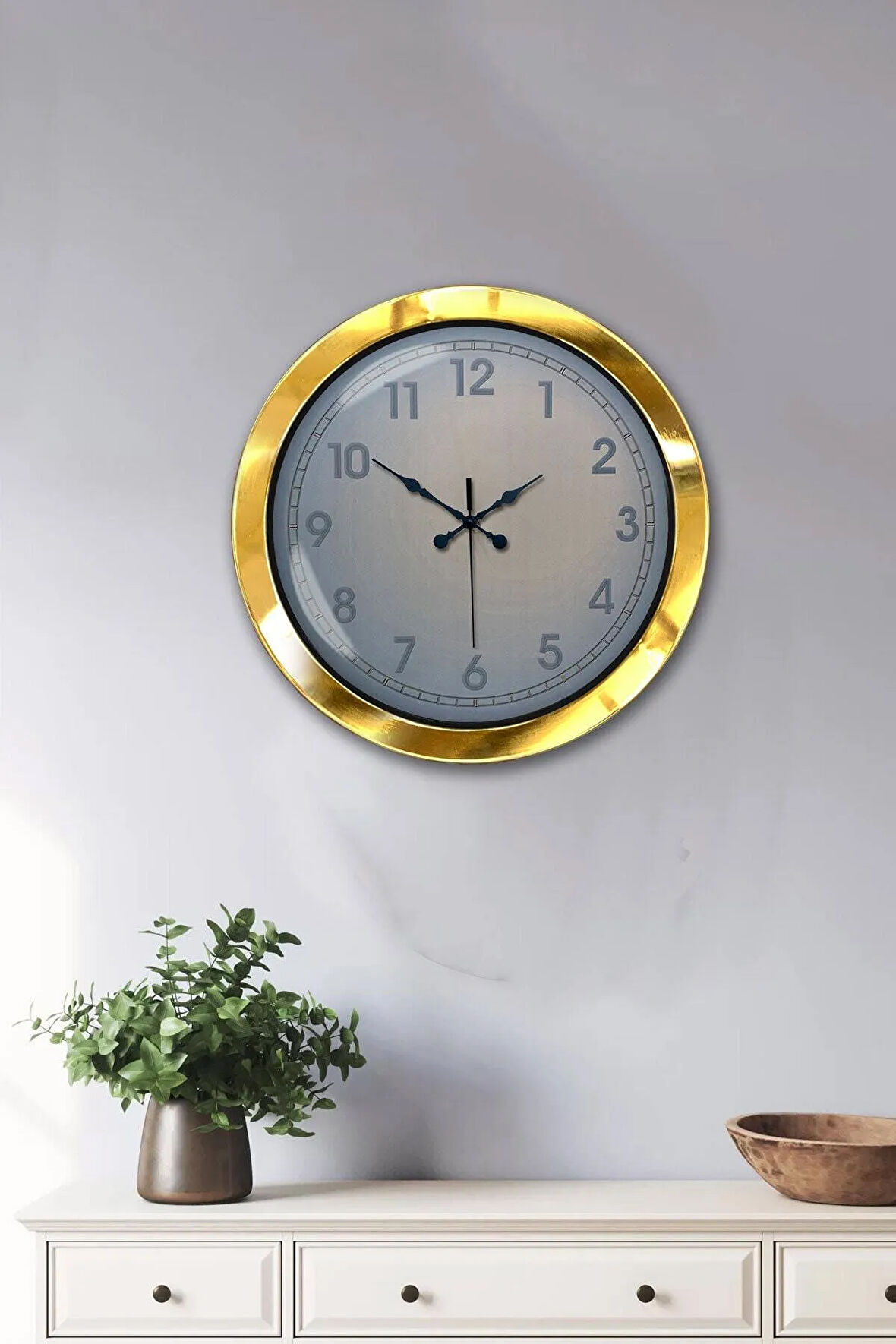 Hediyelik 36 Cm Gold Metal Klasik Duvar Saati